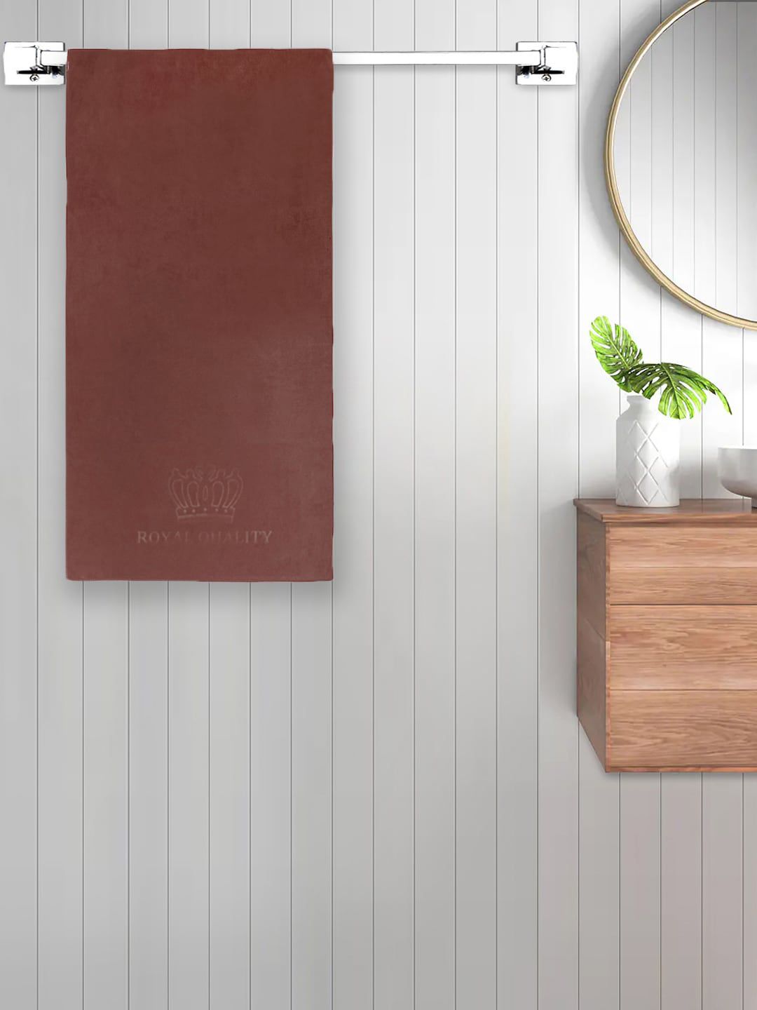 FABINALIV Brown Cotton Bath Towels