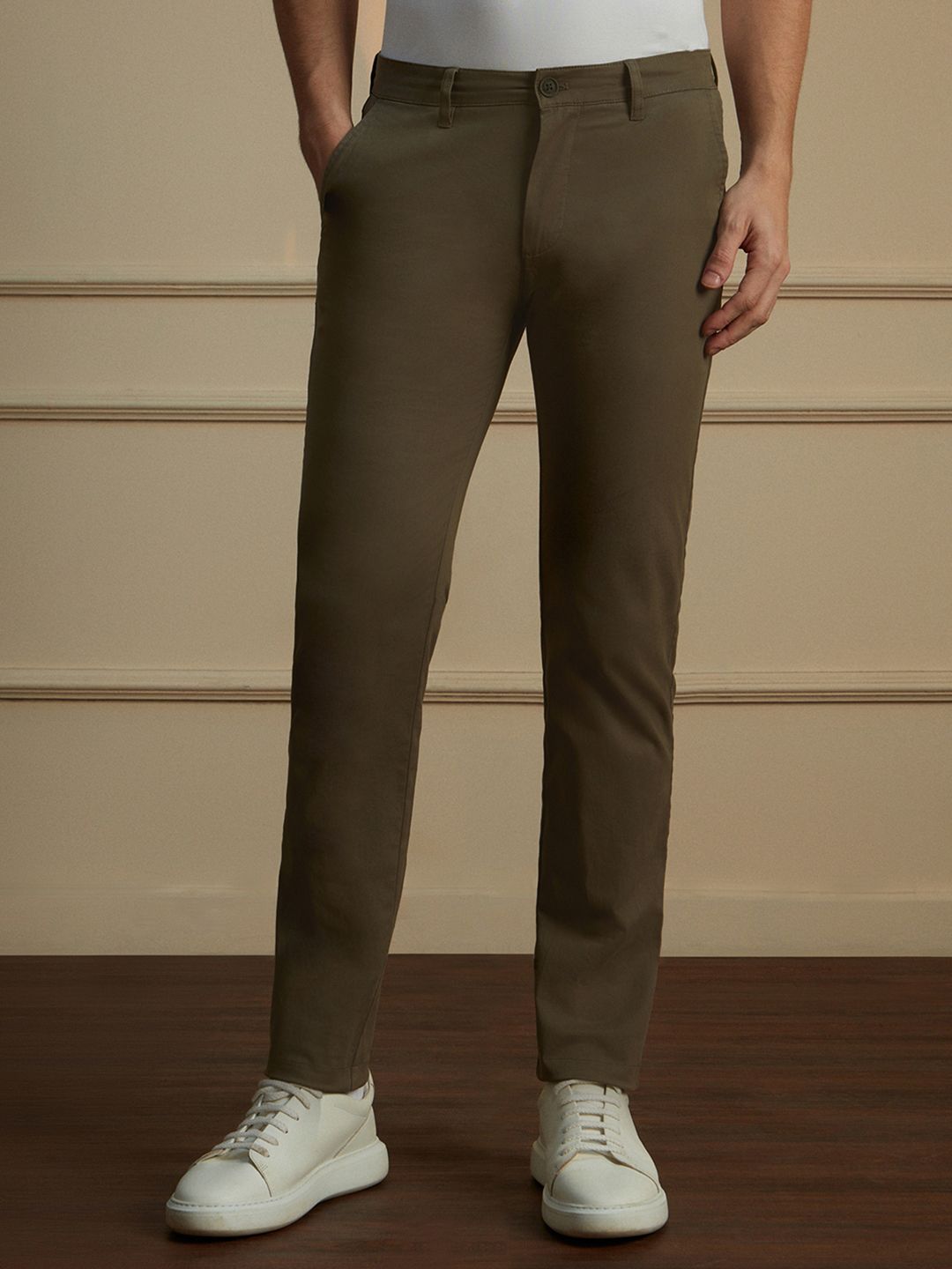 Peter England Casuals Men Mid-Rise Slim Fit Trousers