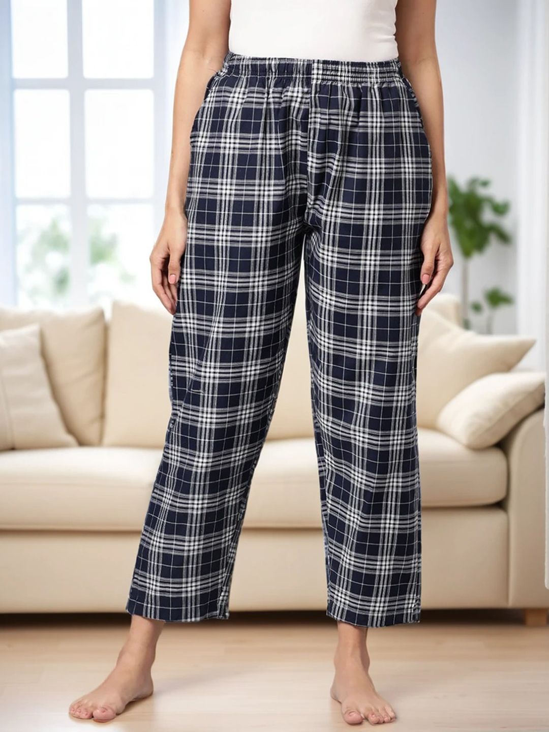 Buy Kryptic Women Checked Pure Cotton Lounge Pants - Lounge Pants