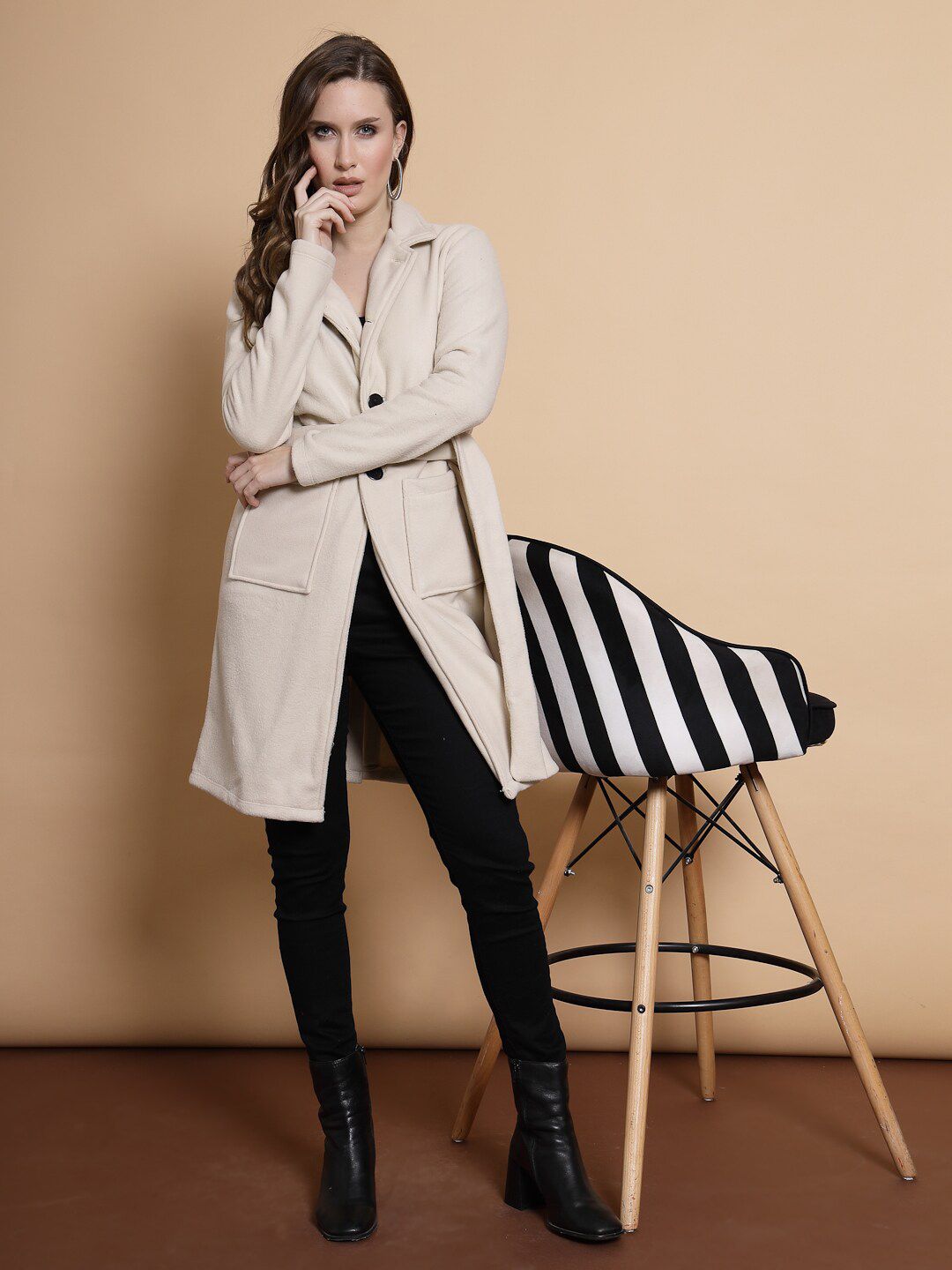 Rigo Notched Lapel Fleece Single-Breasted Overcoat