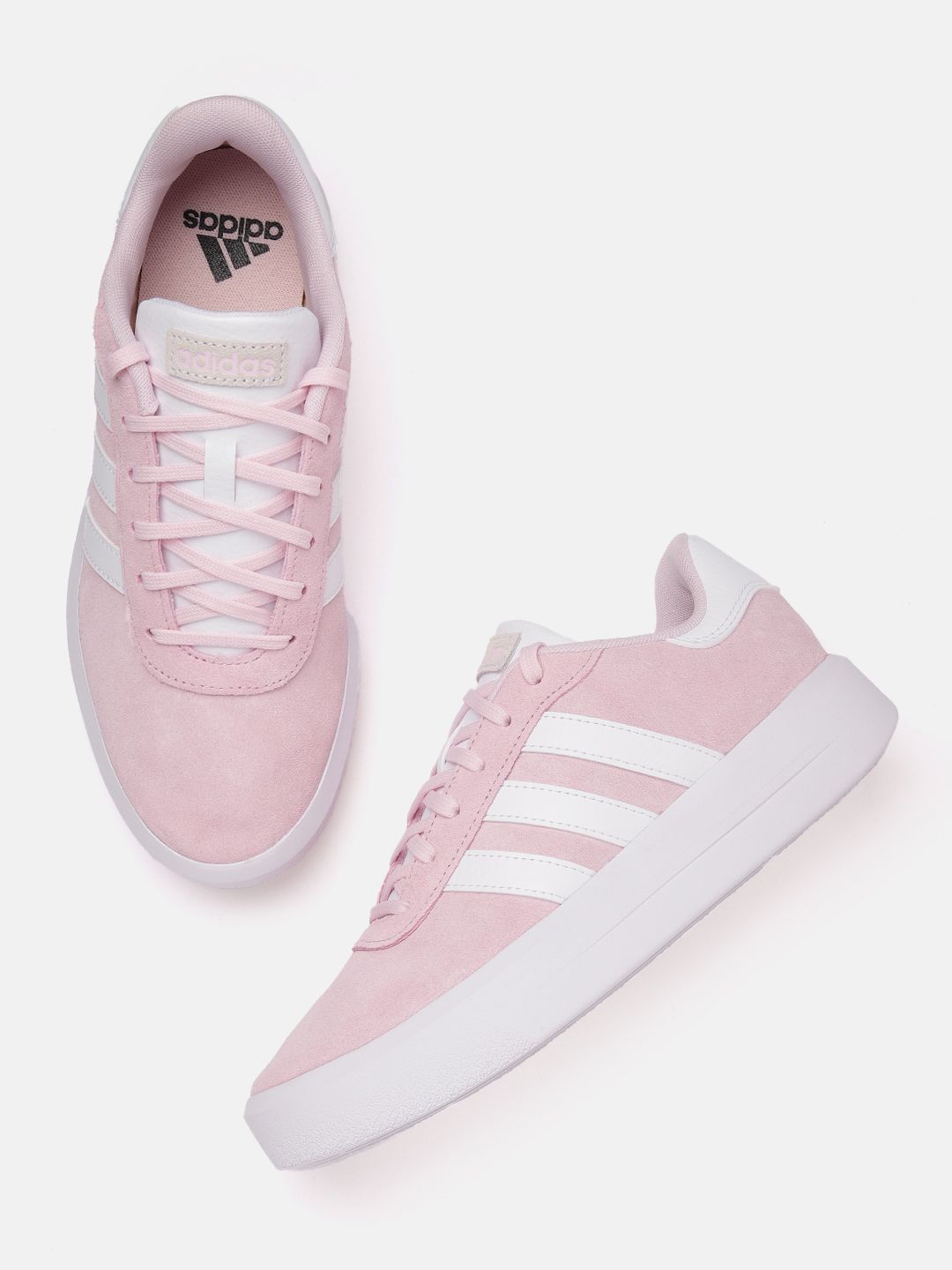 ADIDAS Women Court Platform Suede Leather Skateboarding Shoes