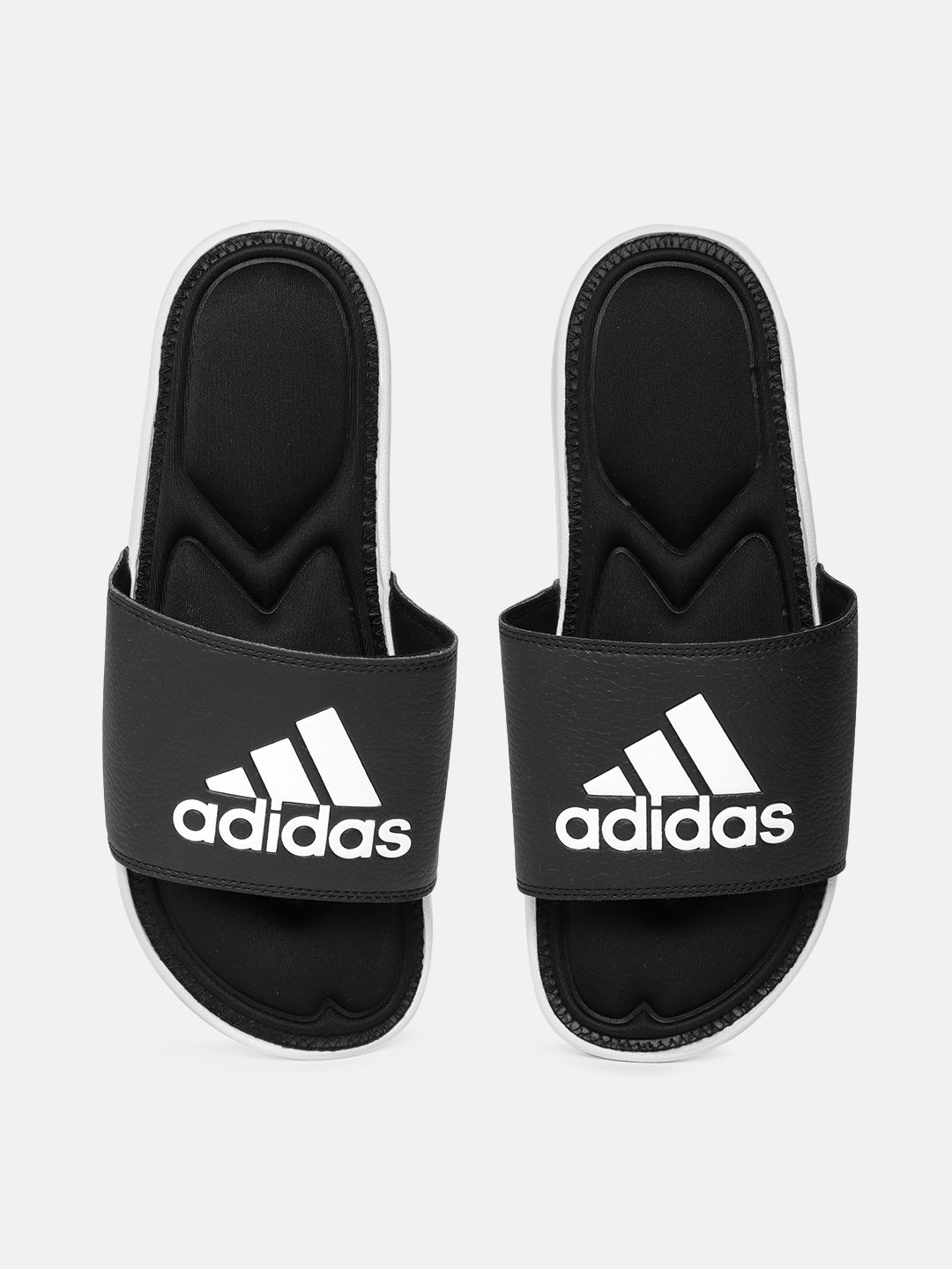 ADIDAS Unisex Brand Logo Printed Noir Sliders