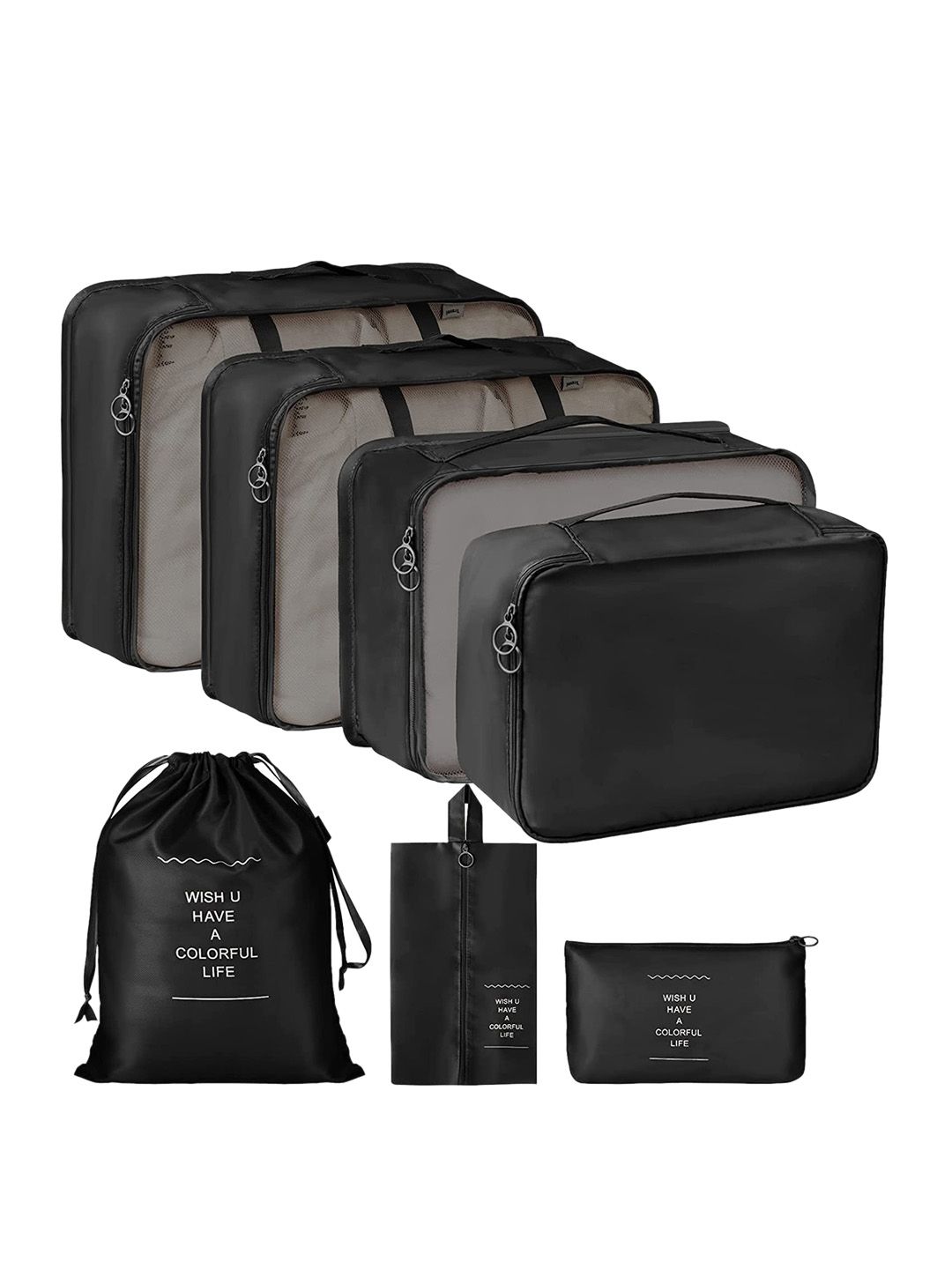 HOUSE OF QUIRK Black Set of 7 Travel Multi-Utility Organisers