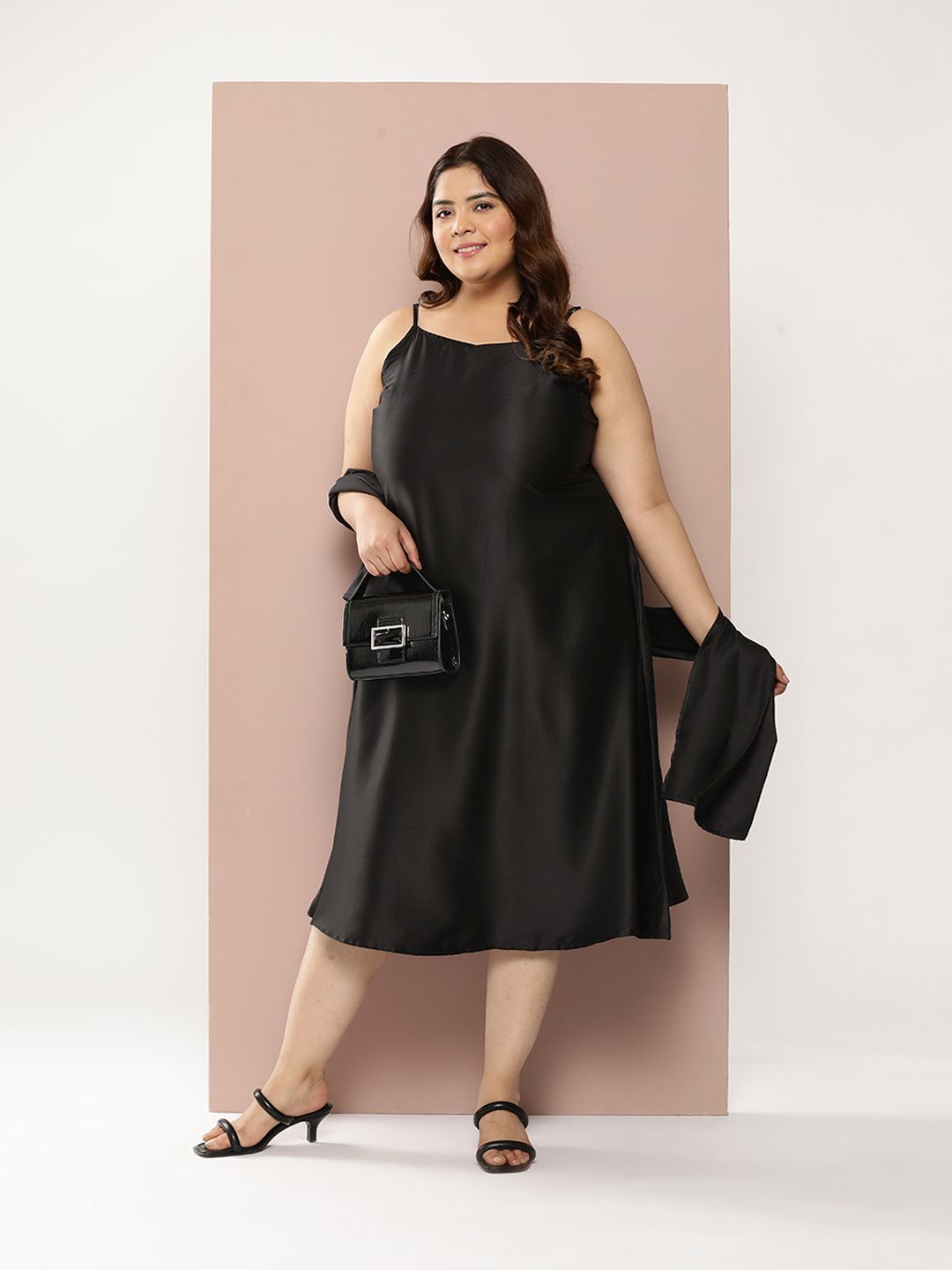 afterpay formal dresses Satin Dress Plus Size Buy Sztori Plus Size Satin A-Line Midi Dress pattern:plain