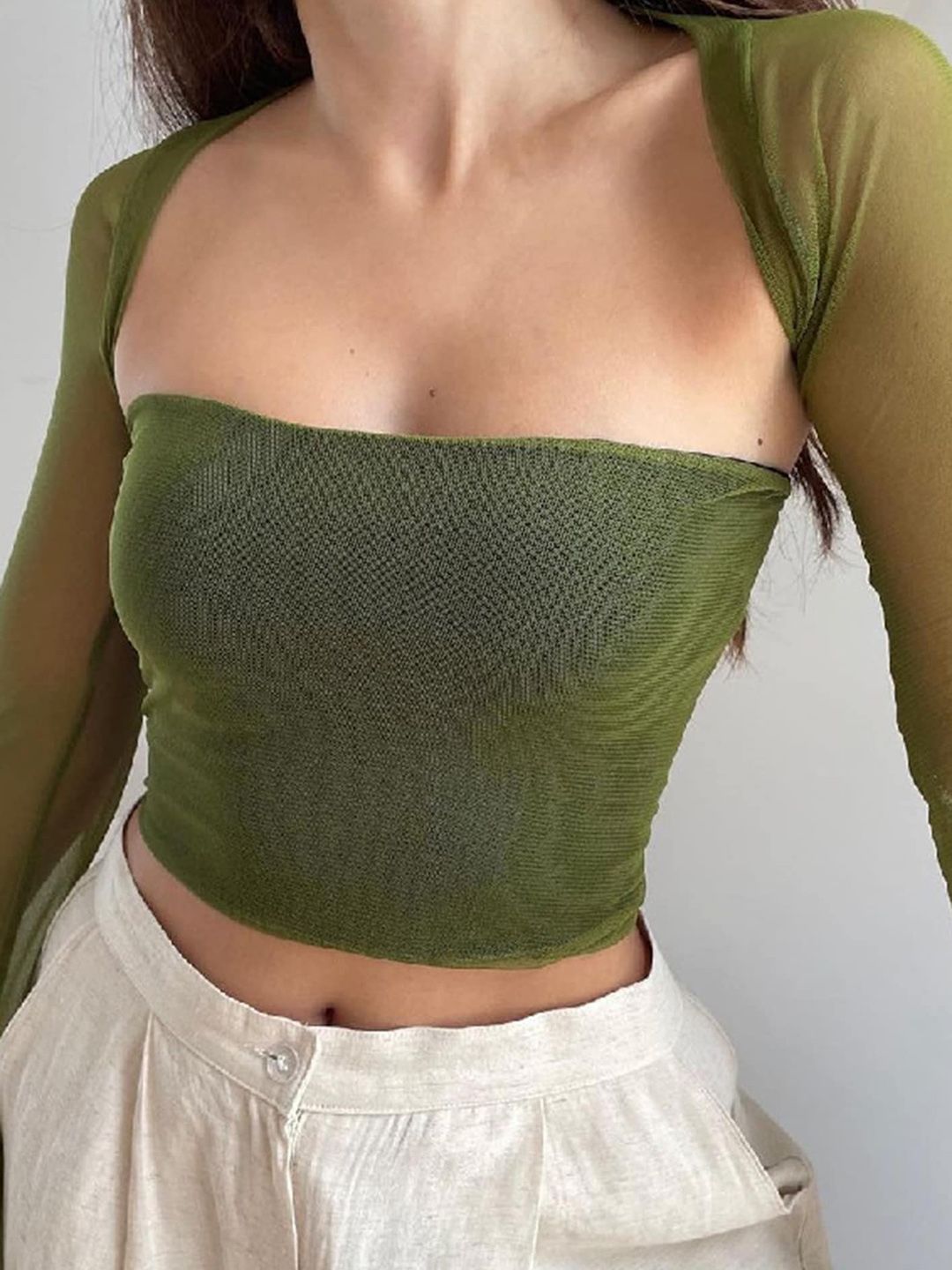 LULU & SKY Square Neck Fitted Crop Top Price in India
