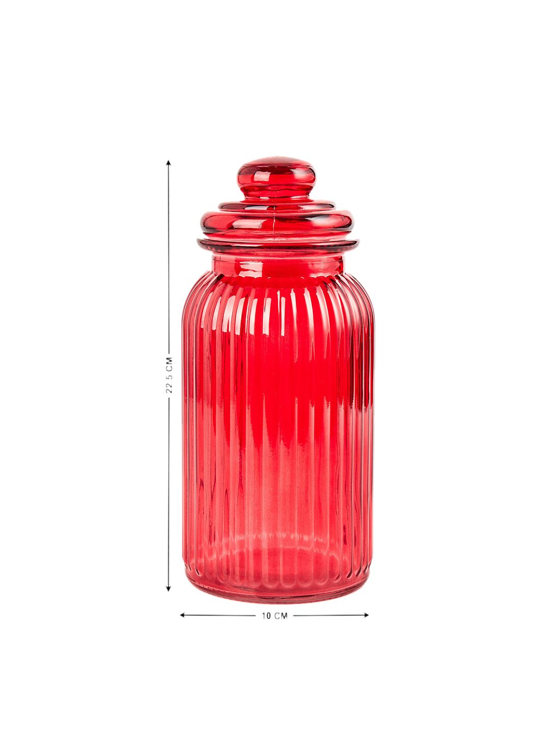 Buy Home Centre Corsica Medika Red Glass 4 Piece Flip Top Canister