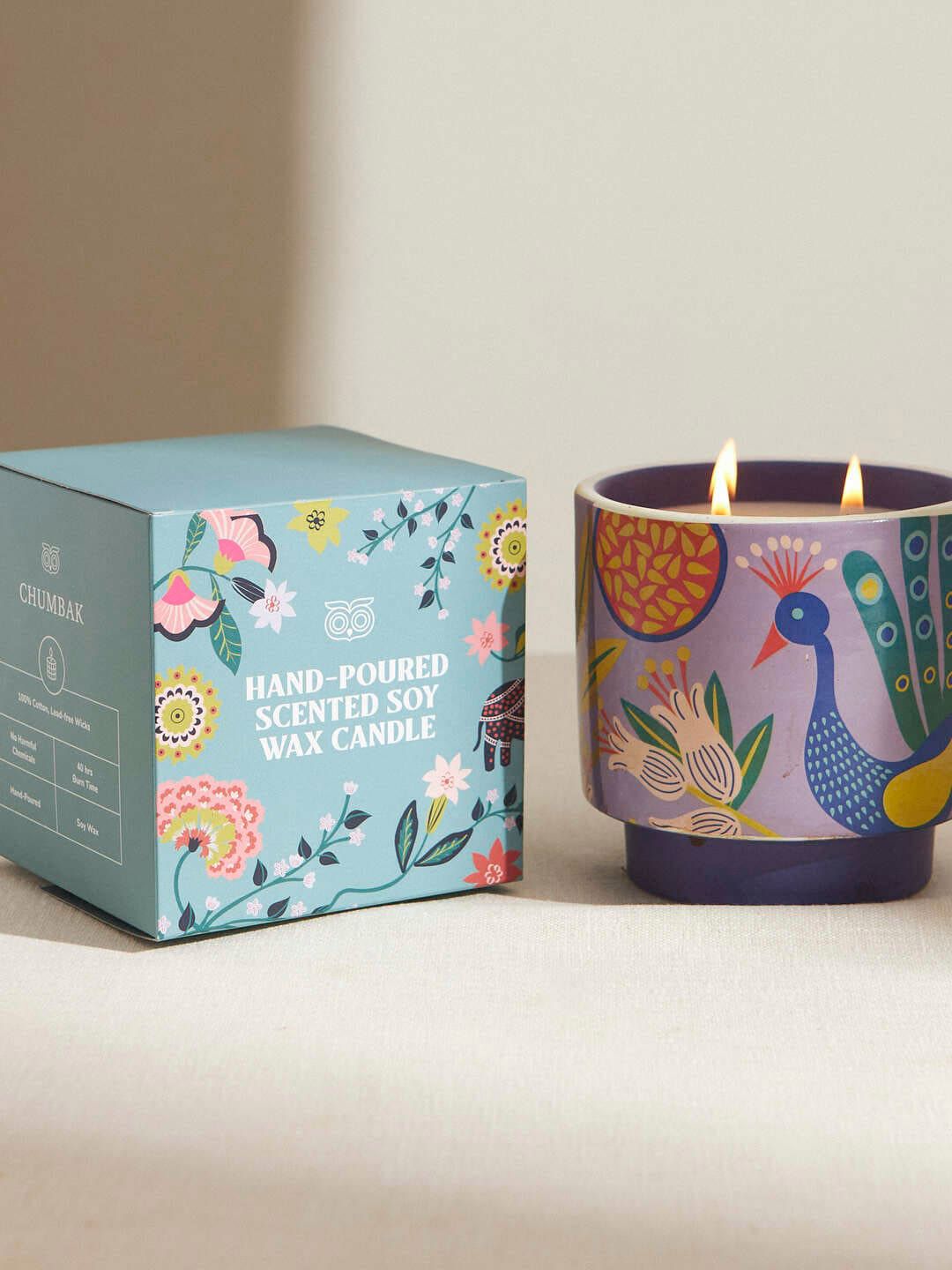 Chumbak Chumbak Purple & Green Printed Jar Candle