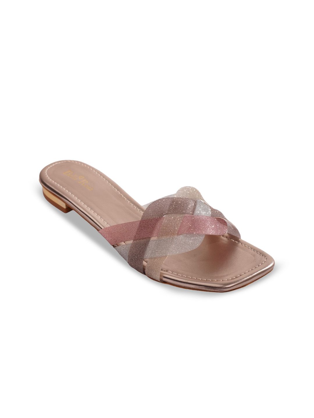 Bella Rosa Women Gold-Toned Textured Party Fashion Flats Price in India