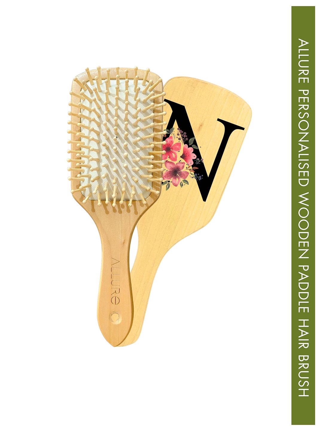 ALLURE Floral & Letter N Print Paddle Hair Brush