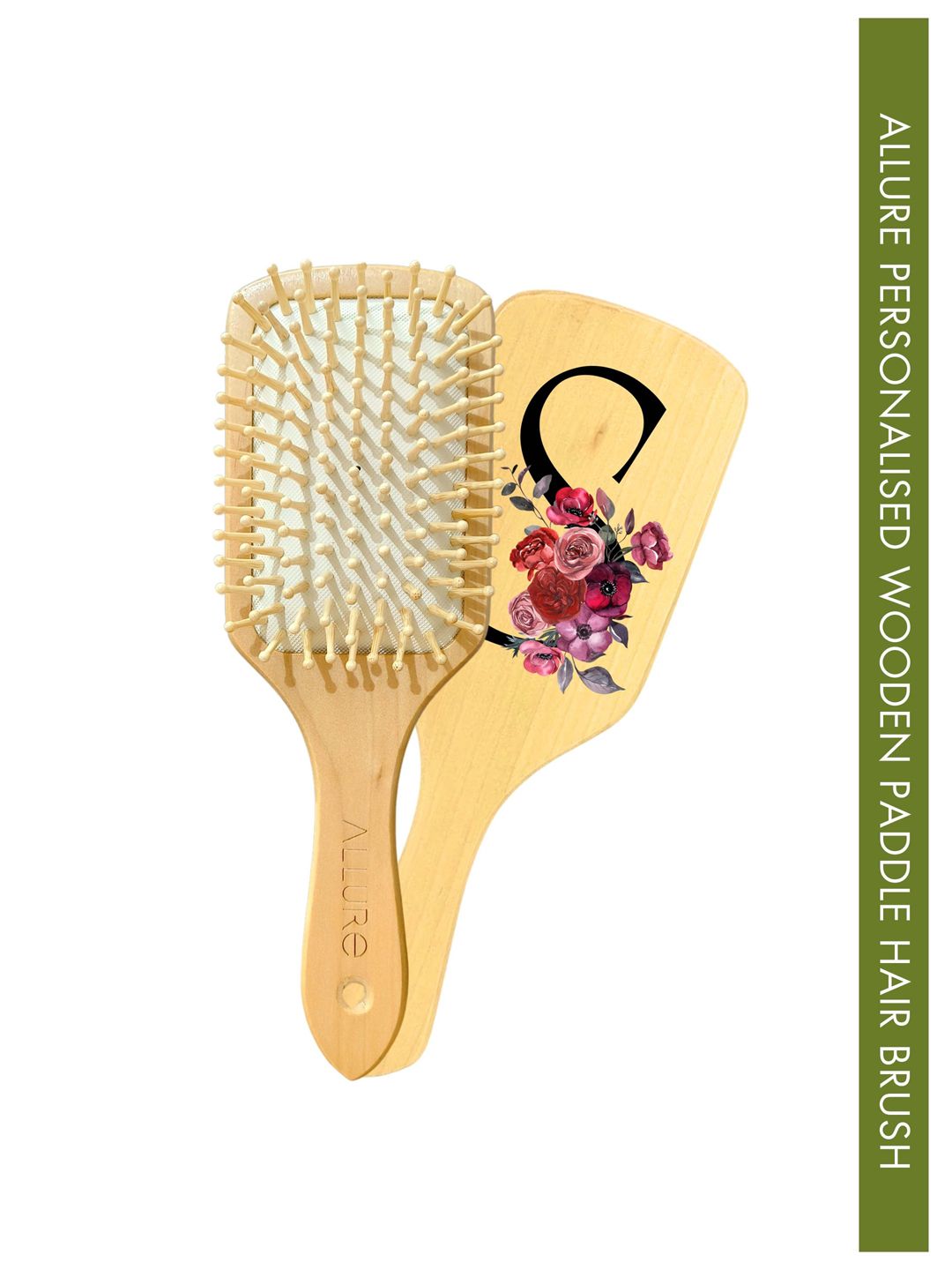 ALLURE Printed Paddle Hair Brush Letter S