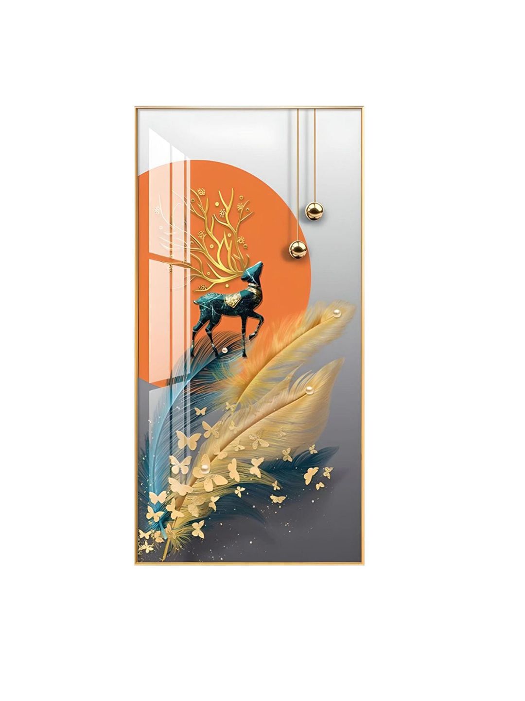 Buy THE HANDMADE FLAIR Modern Orange Abstract Wooden Wall Art