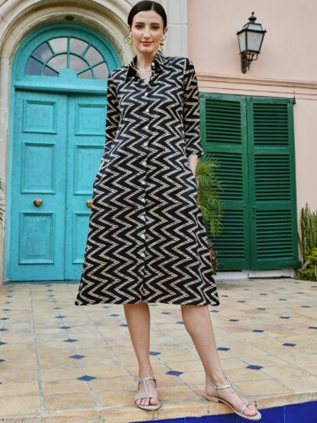 KARAJ JAIPUR Printed A-Line Dress Price in India