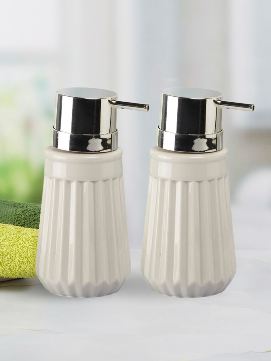 Kookee Grey 2 Piece Abstract Ceramic Soap Dispenser