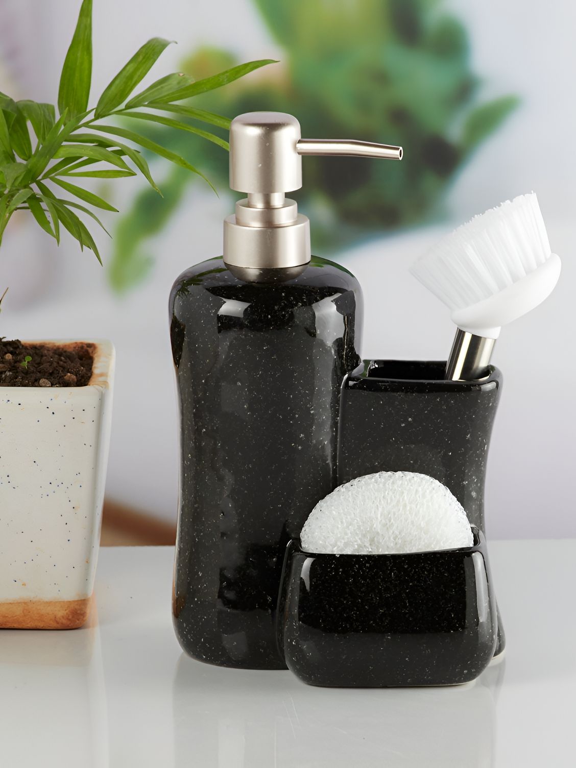 Kookee Black Abstract Ceramic Soap Dispenser