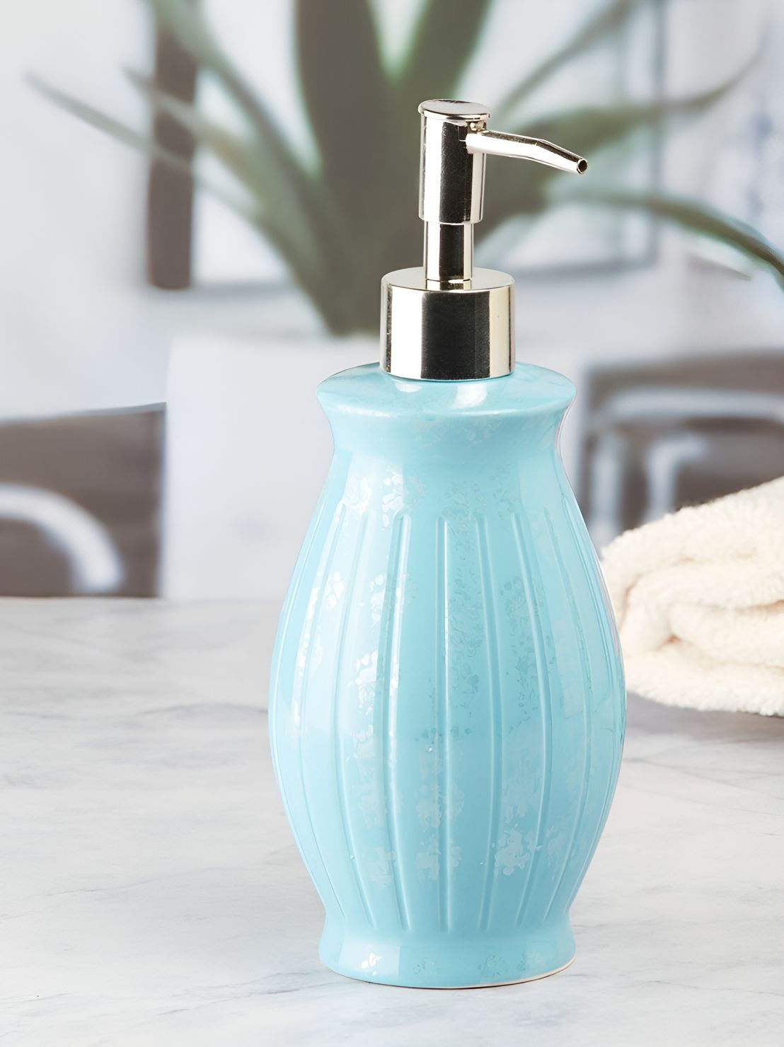Kookee Blue 2 Piece Abstract Ceramic Soap Dispenser