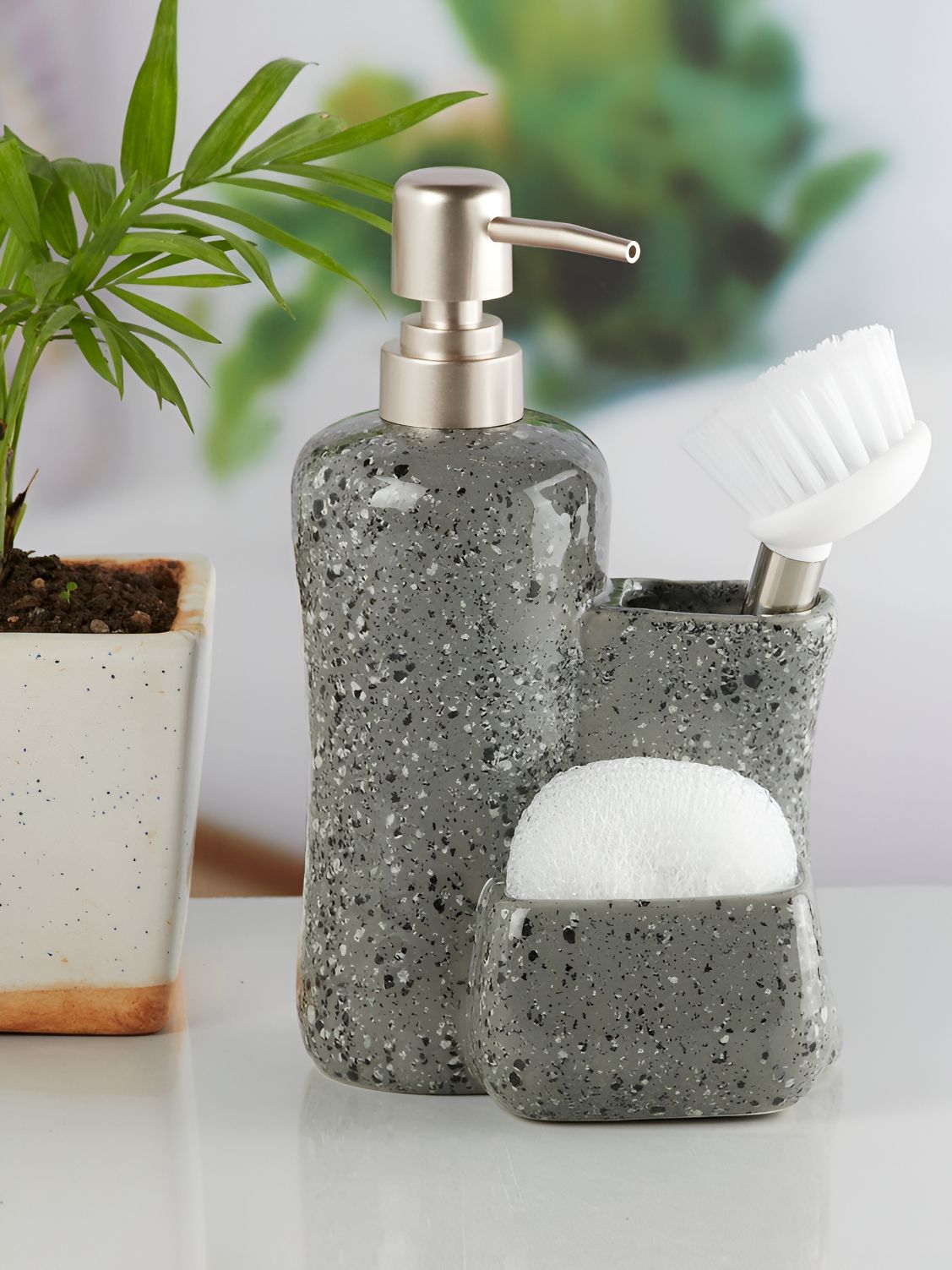 Kookee Grey Abstract Ceramic Soap Dispenser