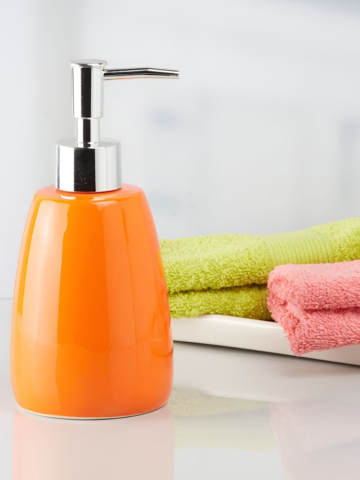 Kookee Orange 2 piece Abstract Ceramic Soap Dispenser