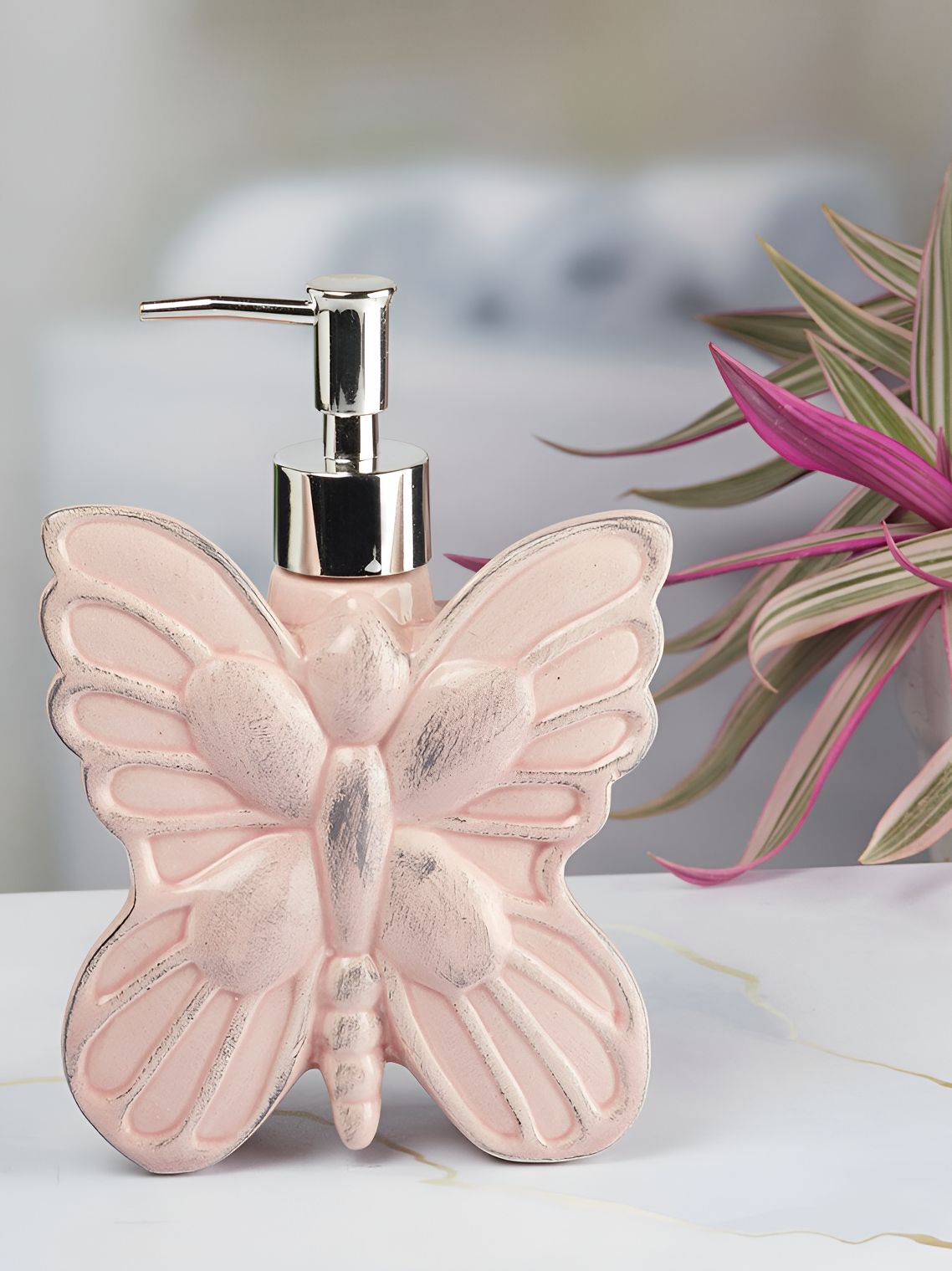 Kookee Pink Abstract Ceramic Soap Dispenser Pump