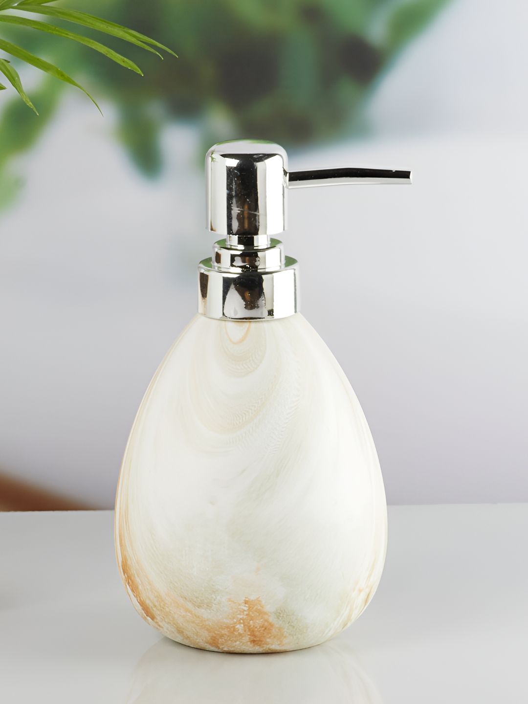 Kookee Off White & Beige Abstract Ceramic Soap Dispenser