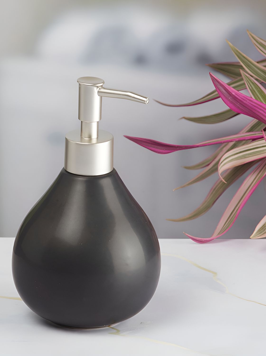 Kookee Black & Silver Toned Ceramic Soap Dispenser
