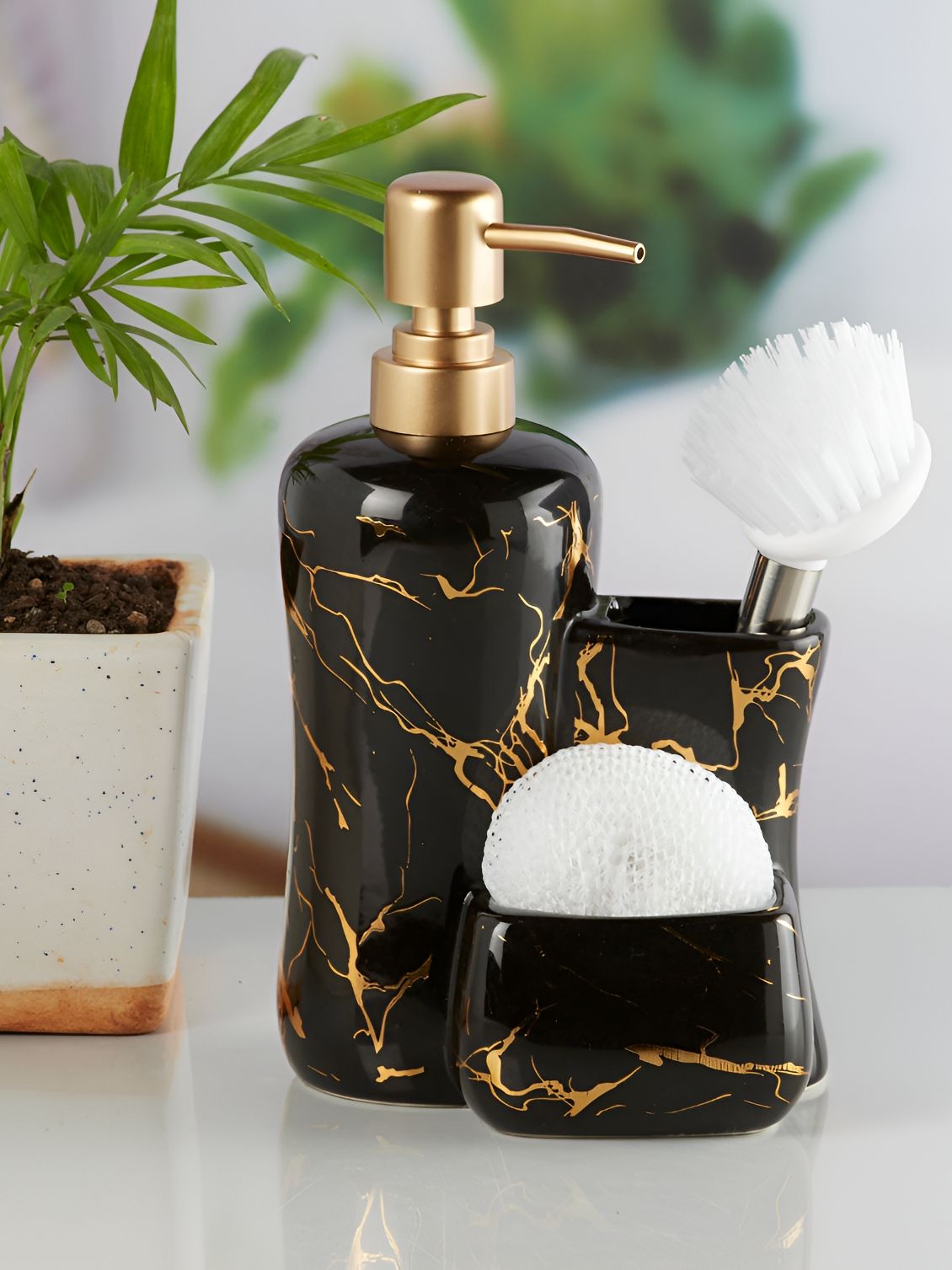 Kookee Black Abstract Ceramic Soap Dispenser