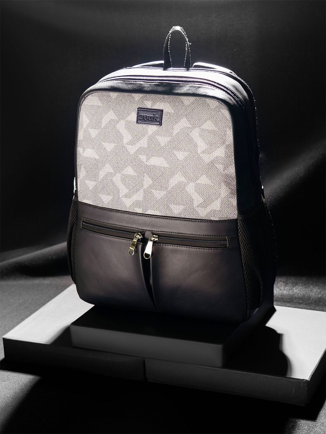 Printed Backpack Up to 16 inch ZOUK Geometric Printed Backpack with Compression Straps Up to 16 inch