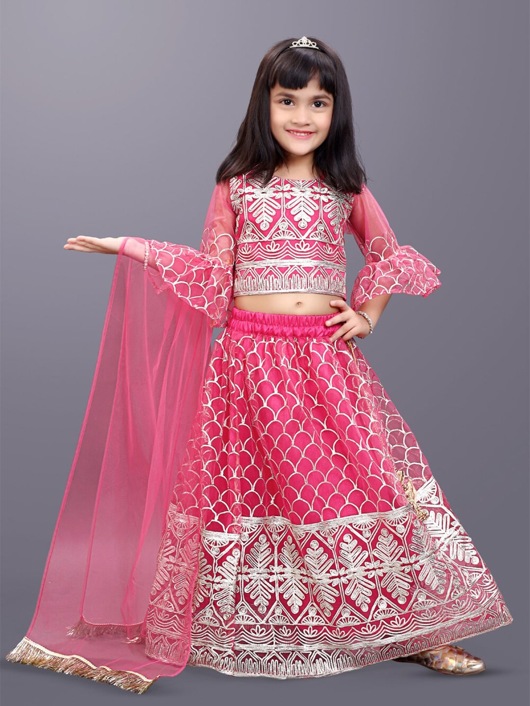 BAESD Girls Embroidered Ready To Wear Lehenga & Blouse With Dupatta Price in India