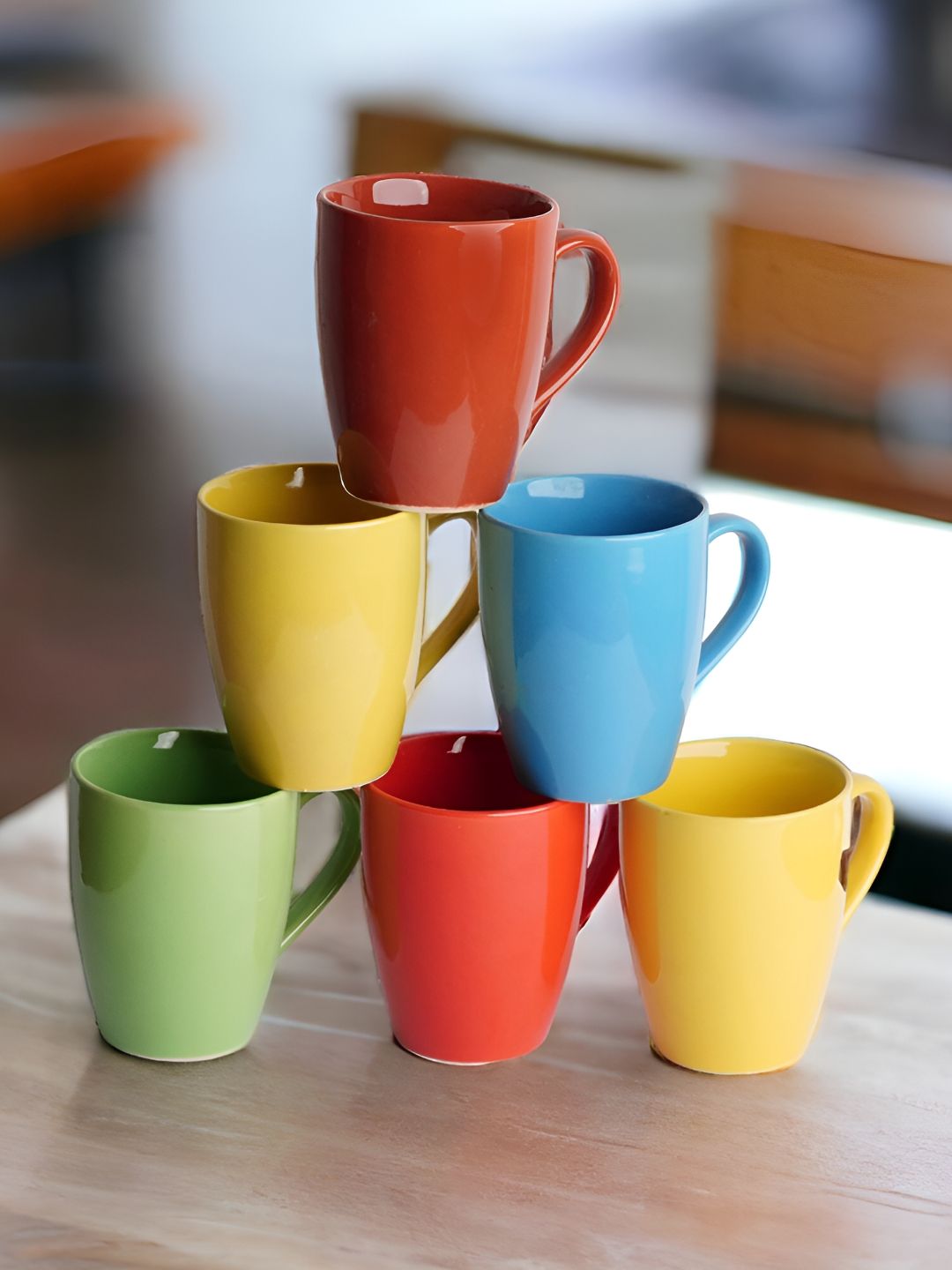 Freakway Glazed Leaf Brown Ceramic Handmade 6 Piece Mugs-300ml