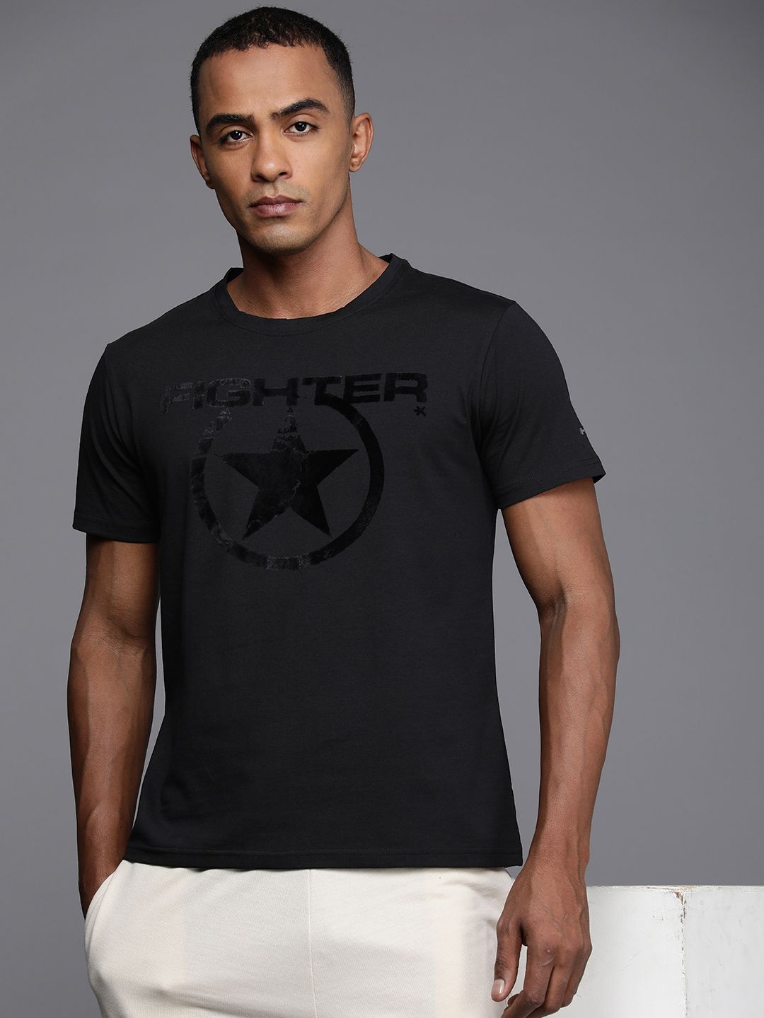 HRX by Hrithik Roshan x Fighter Men Printed Cotton T-Shirt