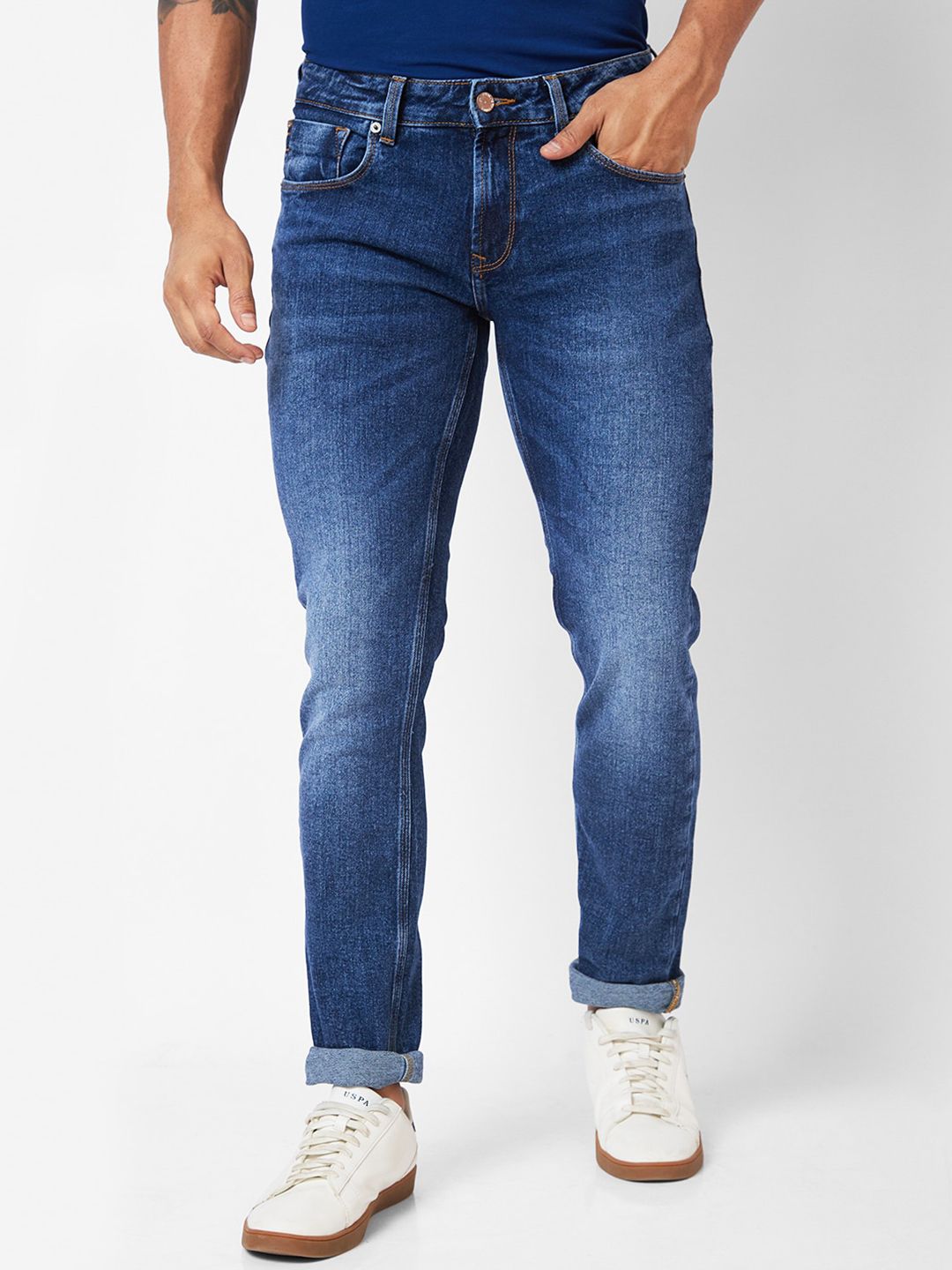 SPYKAR SPYKAR Men Slim Fit Low-Rise Heavy Fade Cotton Jeans