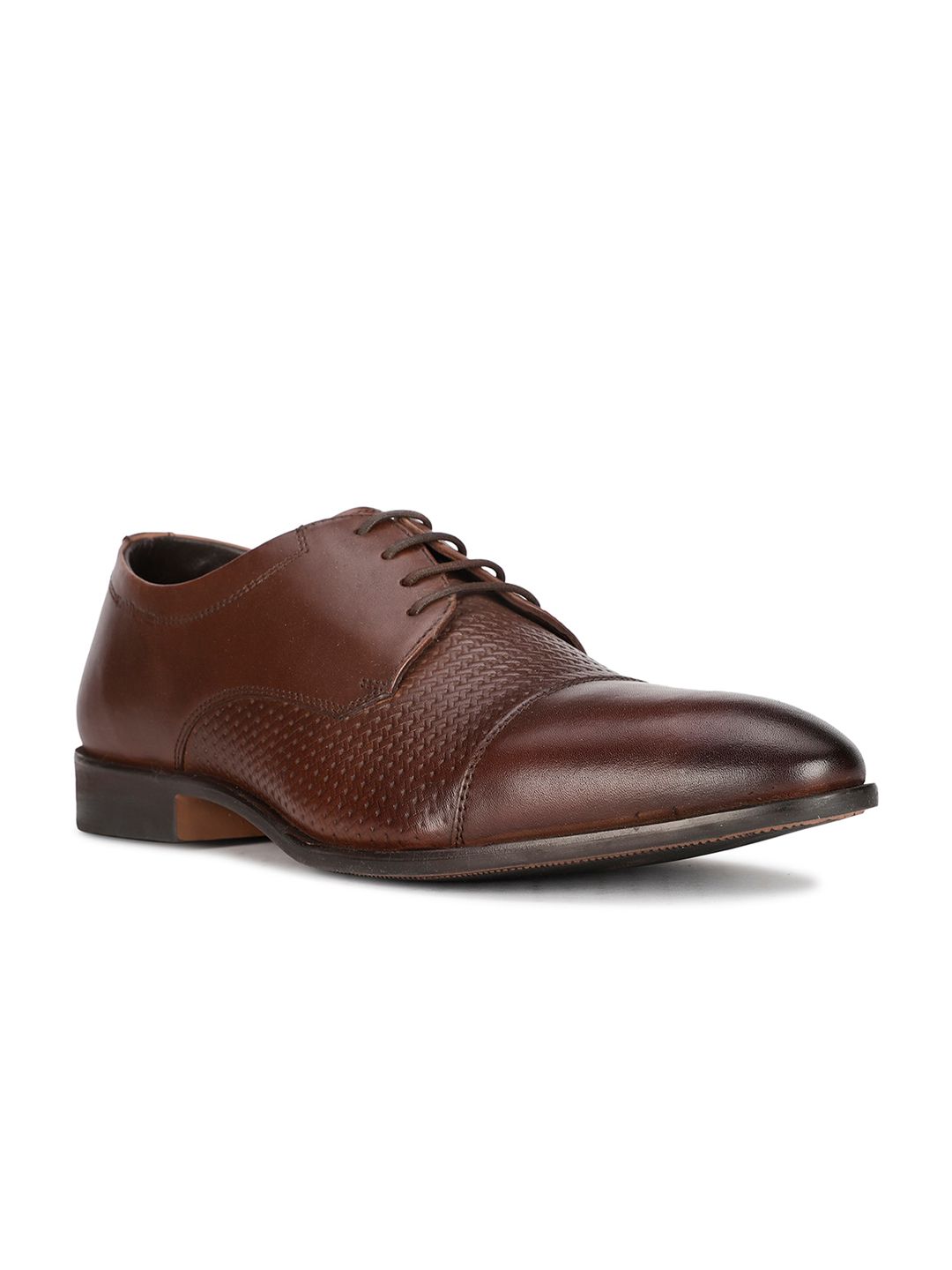 Hush Puppies Hush Puppies Men Textured Round Toe Leather Lace-Ups Formal Derbys