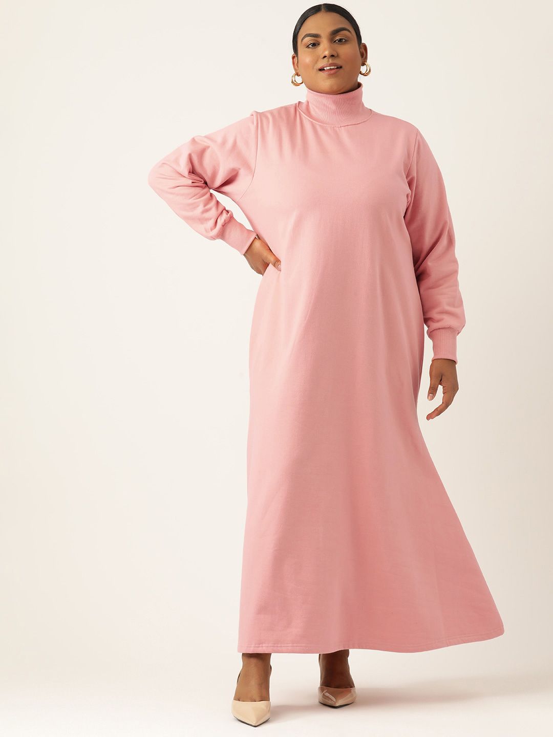 theRebelinme Plus Size Solid Bishop Sleeve Maxi Dress Price in India