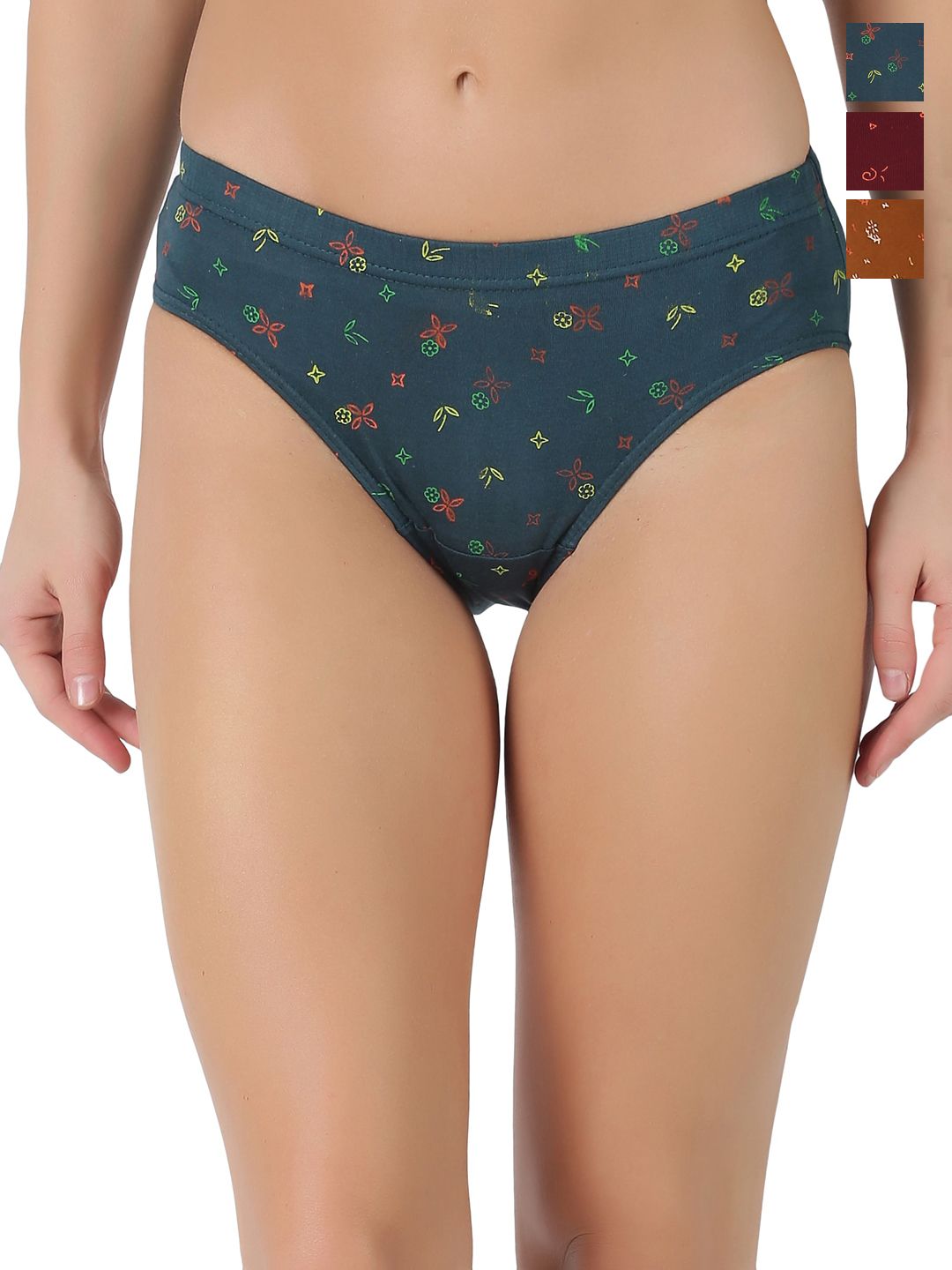 Dollar Lehar Super Combed Cotton Women Printed Hipster Panty - Pack of 3 - Assorted