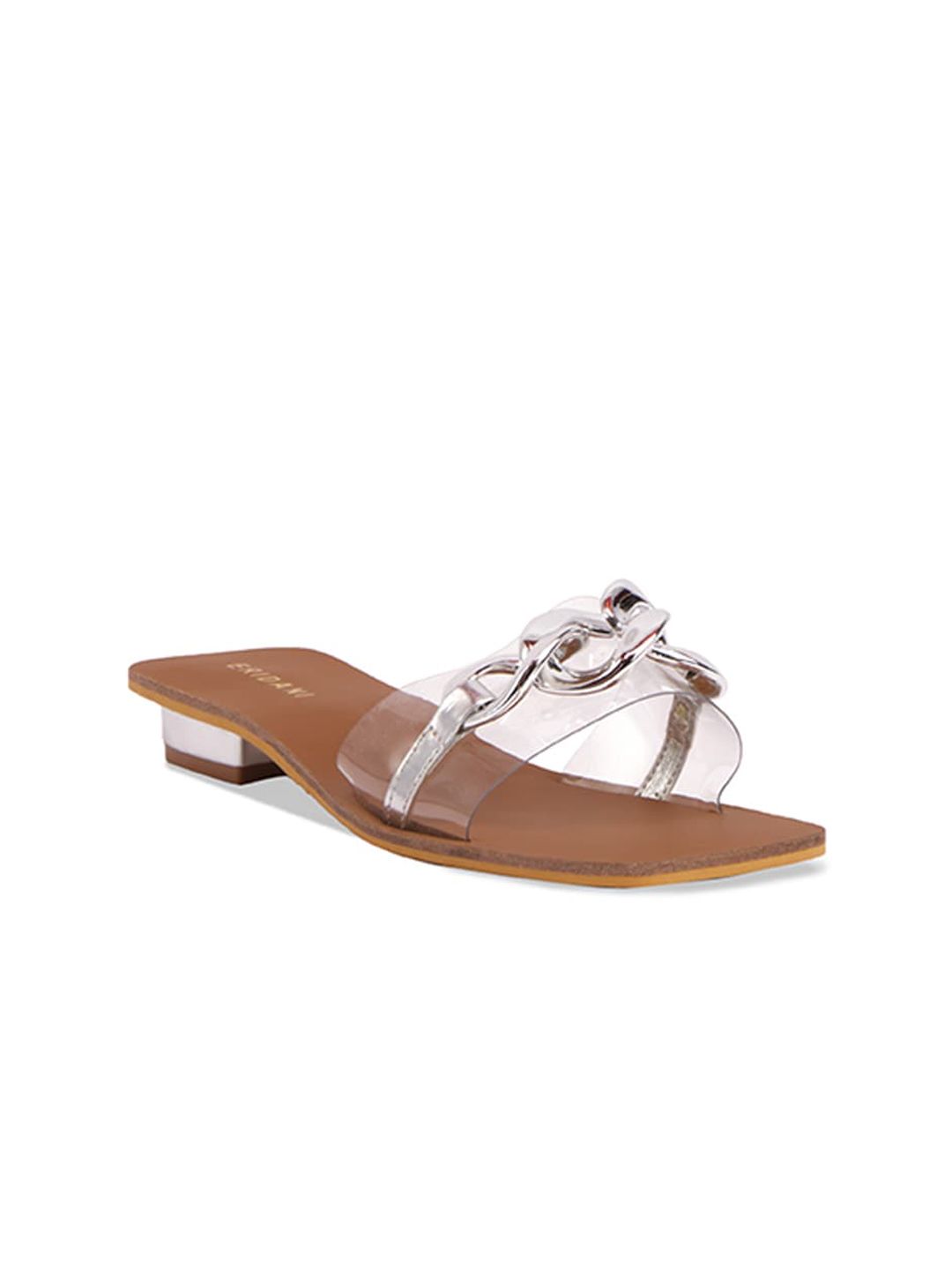 ERIDANI Women Silver-Toned Mules Flats Price in India