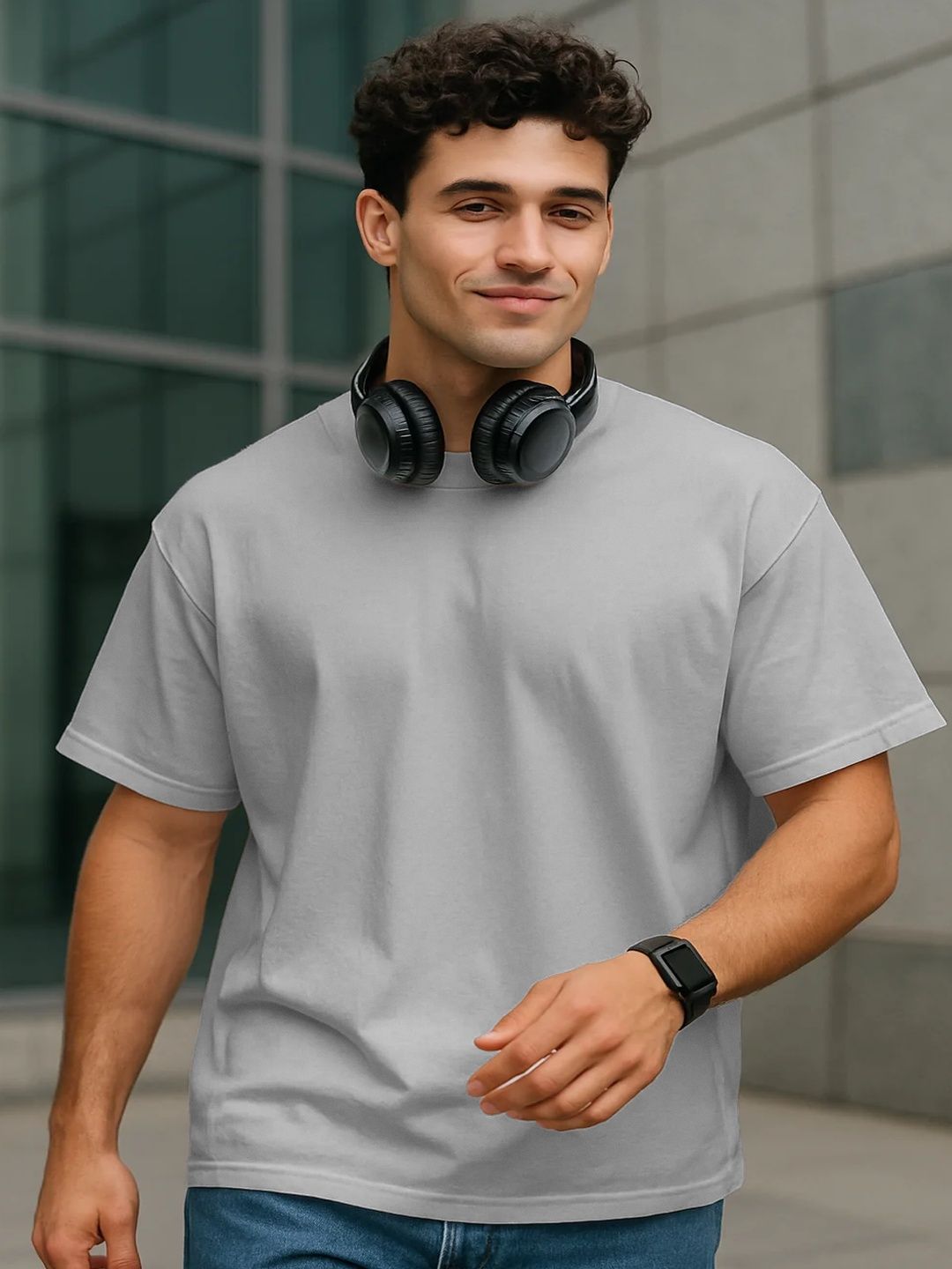NOBERO Round Neck Short Sleeves Oversized Cotton T-shirt