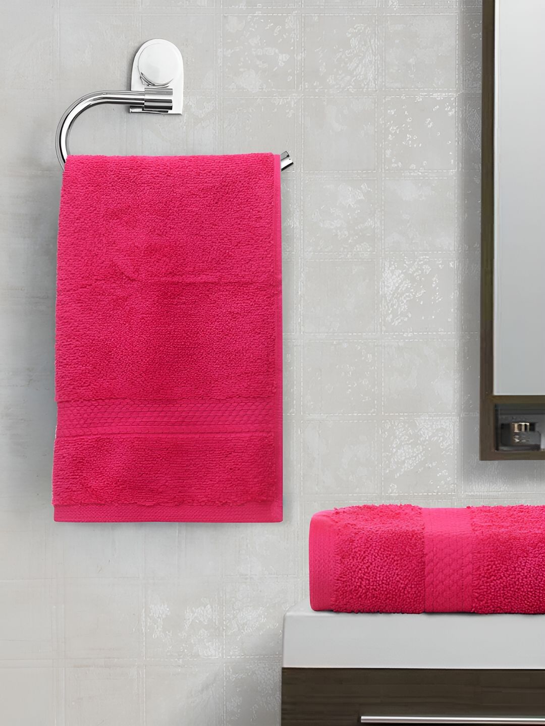 SPACES Pink 2 Pcs 450 GSM Pure Cotton Hand Towels