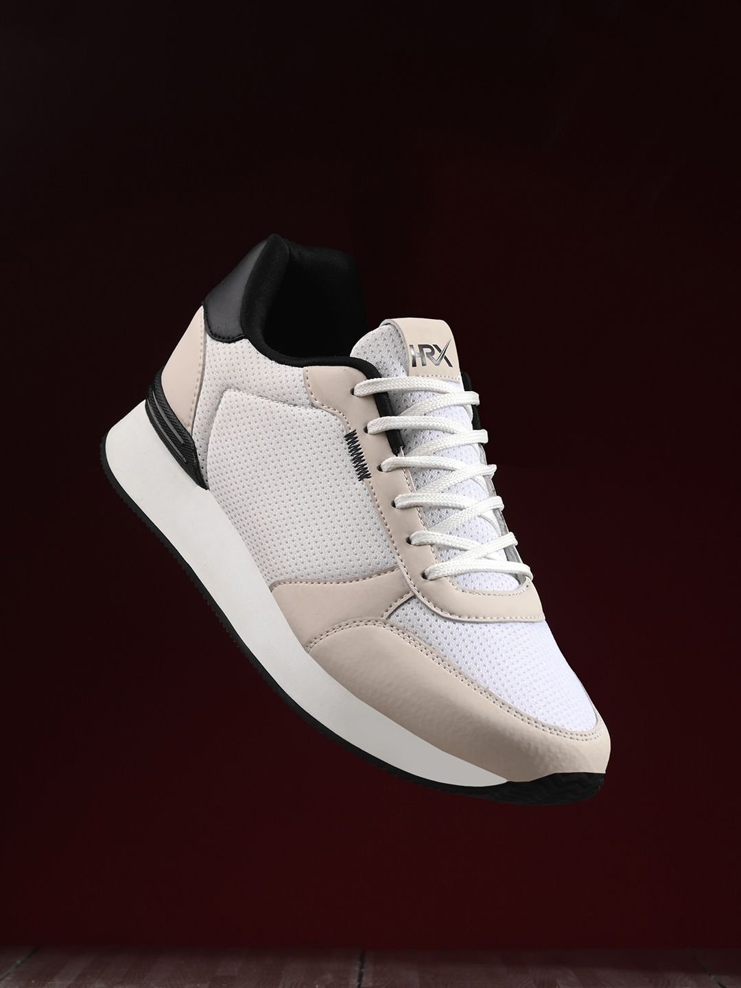 HRX by Hrithik Roshan Men Beige Heritage Colourblocked Mesh Comfort Insole Sneakers