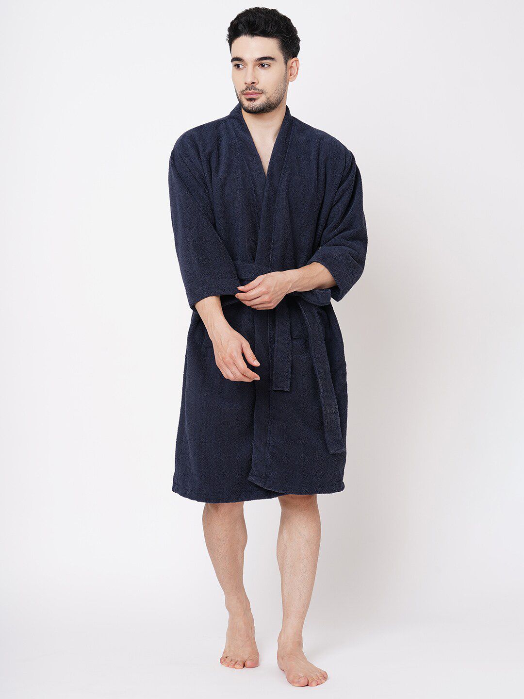 Welspun Grey Pure Cotton Bath Robe