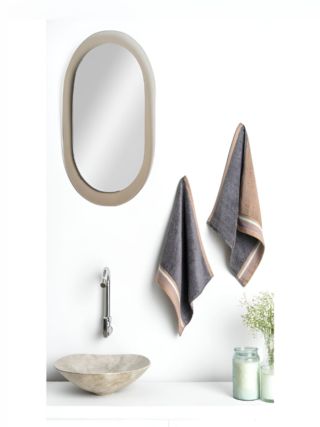 DDecor Grey & Brown 500 GSM  Cotton Reversible Face Towel