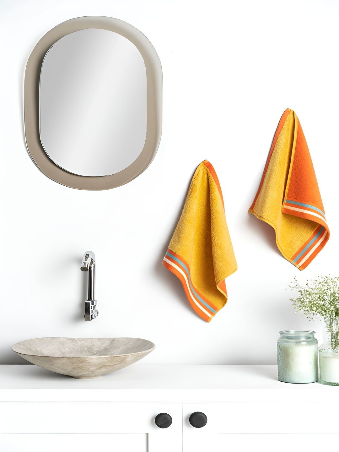 DDecor Orange & Yellow 500 GSM  Cotton Reversible Face Towel