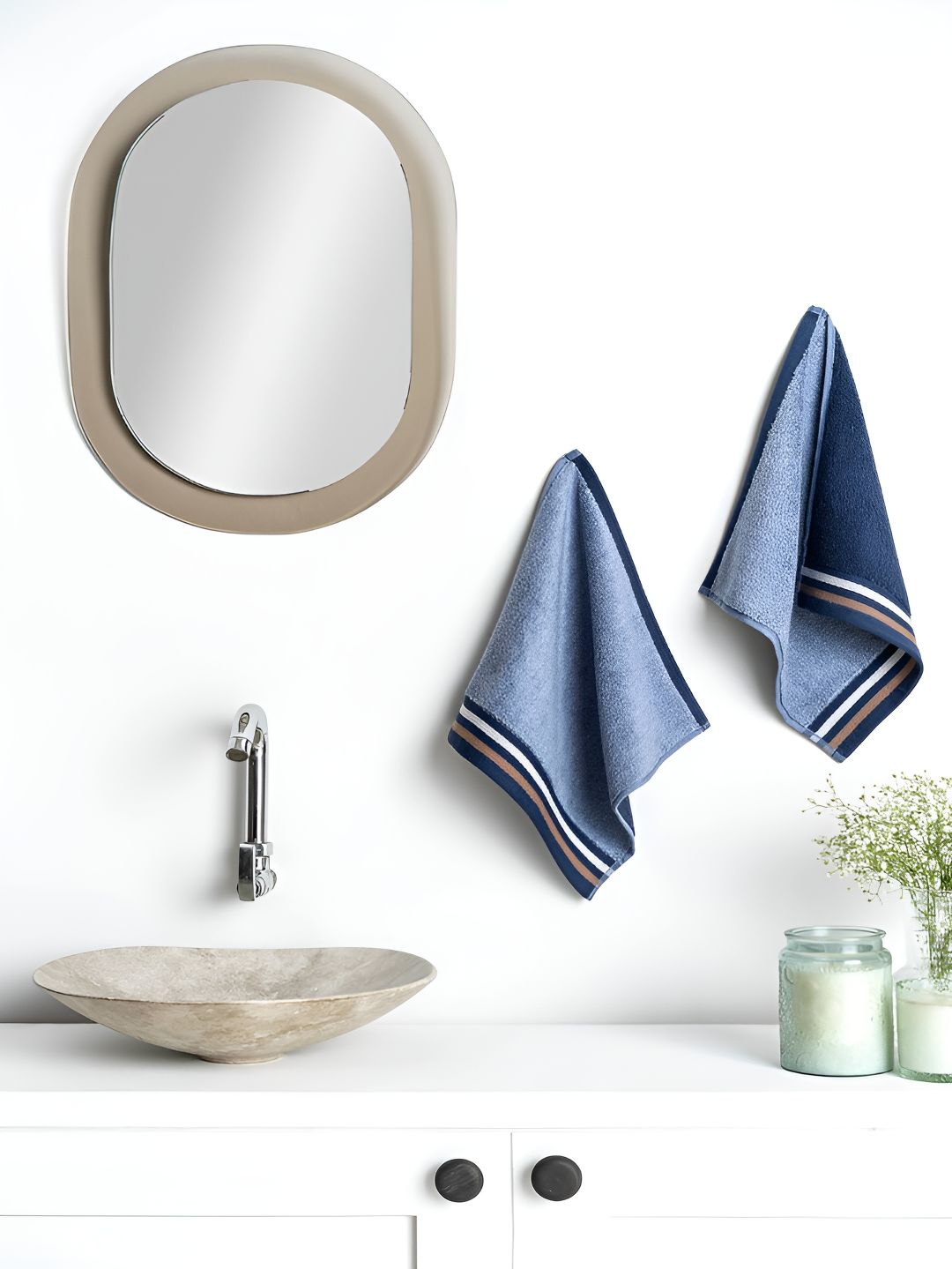 DDecor Blue & Navy Blue 500 GSM Cotton Reversible Face Towel
