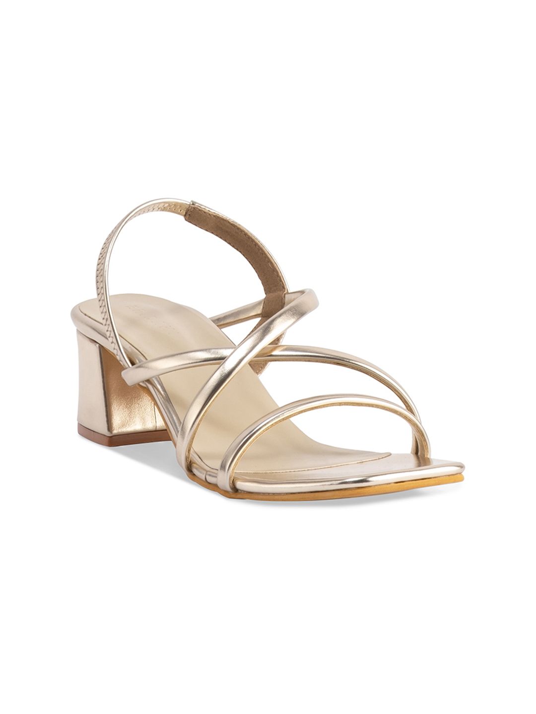 ERIDANI Gold-Toned PU Block Sandals