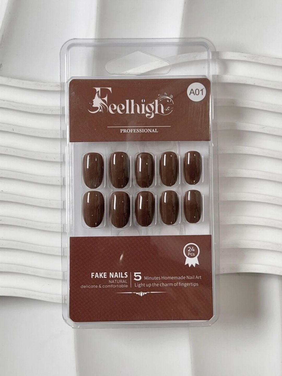 FEELHIGH 24-Pcs Long Lasting Quick Fix Artificial Nail Set - A01