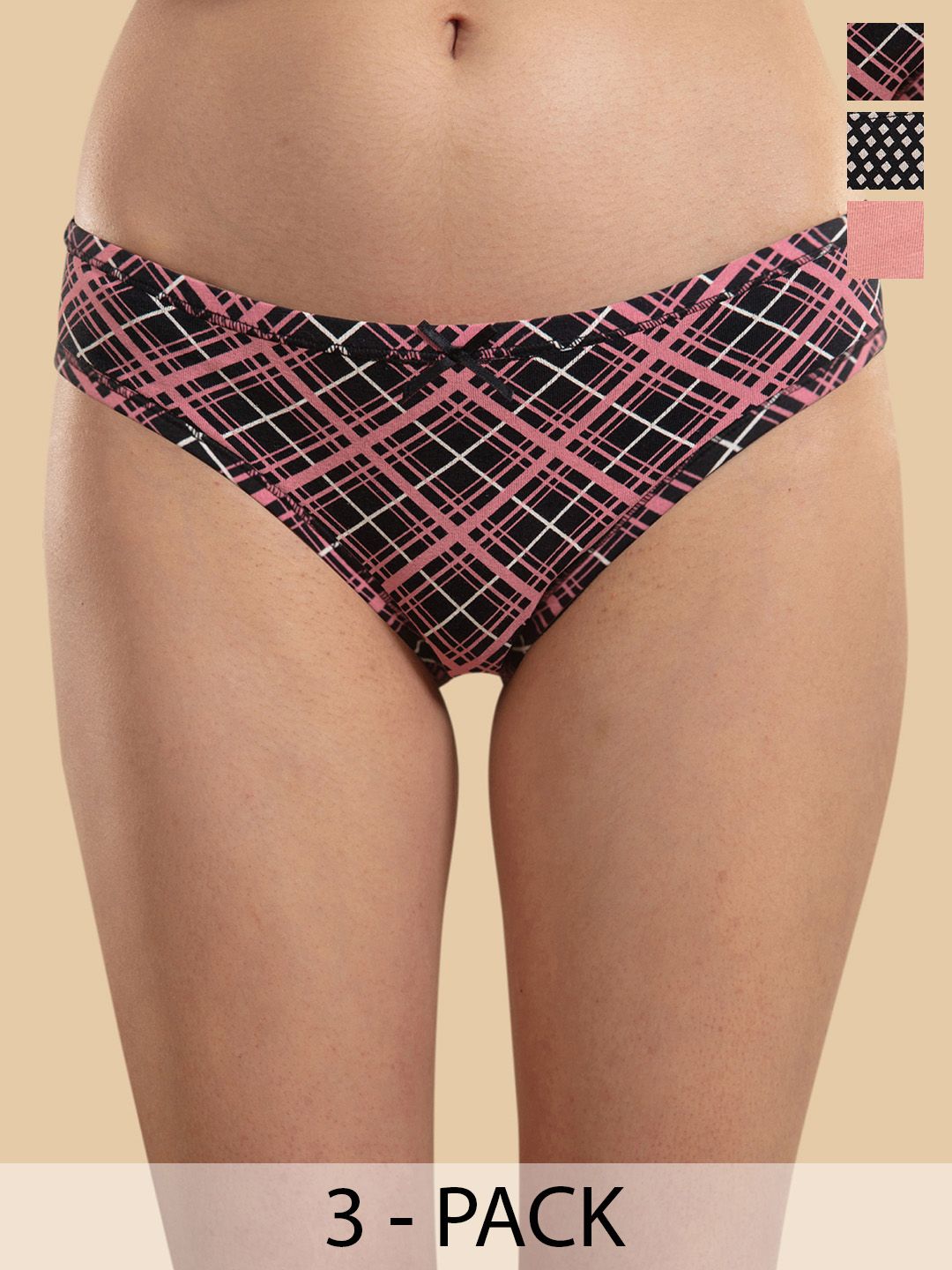 Nykd Pack Of 3 Abstract Printed Mid-Rise Basic Briefs