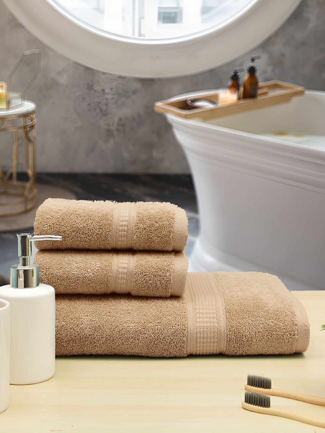 Aura Beige 4Pcs Cotton 550 GSM Towel Set