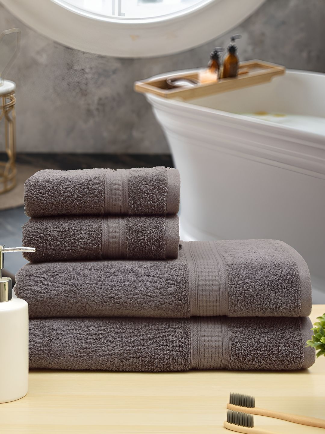 Aura Charcoal 4Pcs Cotton 550 GSM Towel Set