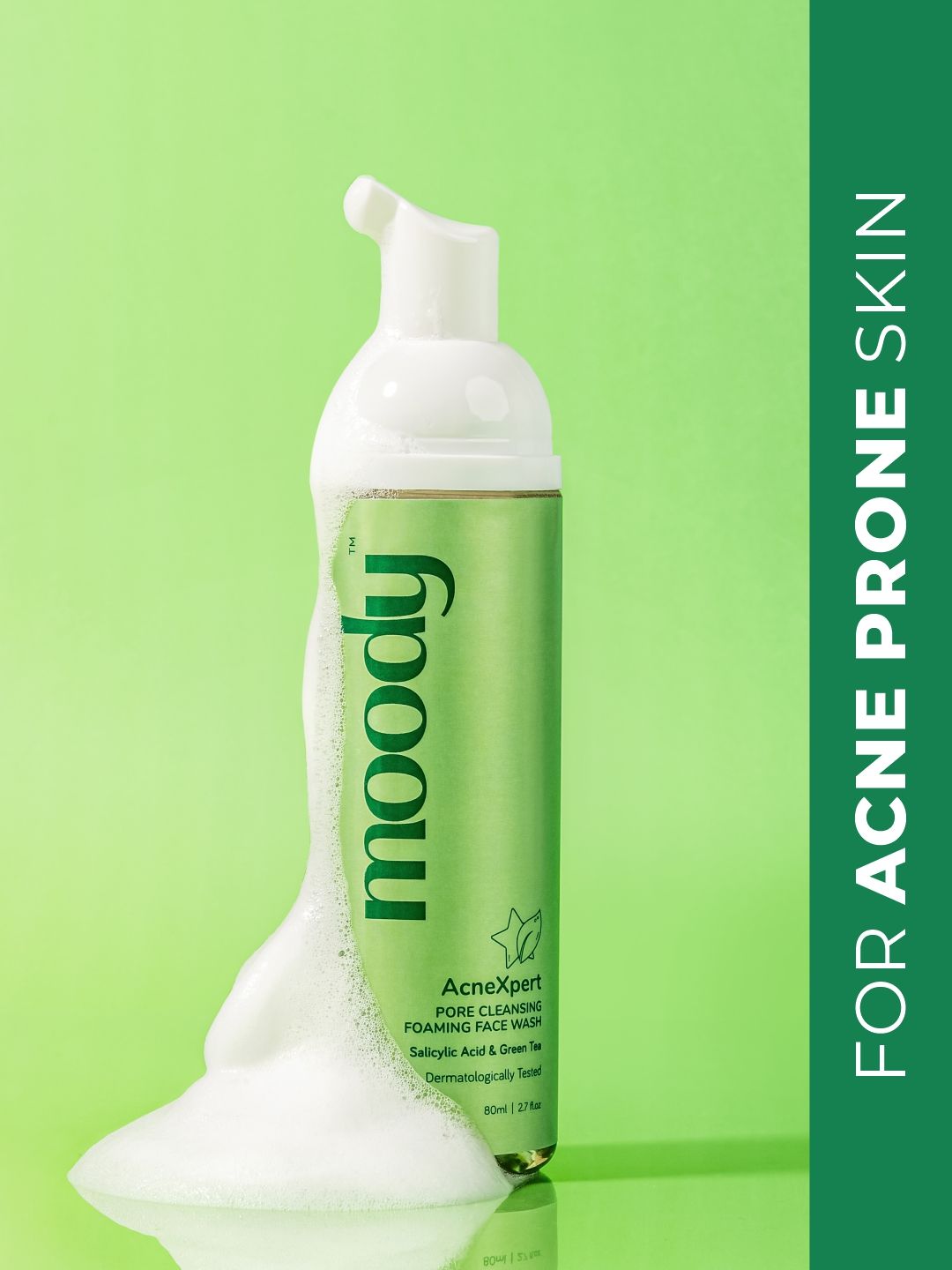 MOODY AcneXpert Pore Cleansing Foaming Face Wash With Salicylic Acid & Green Tea - 80ml