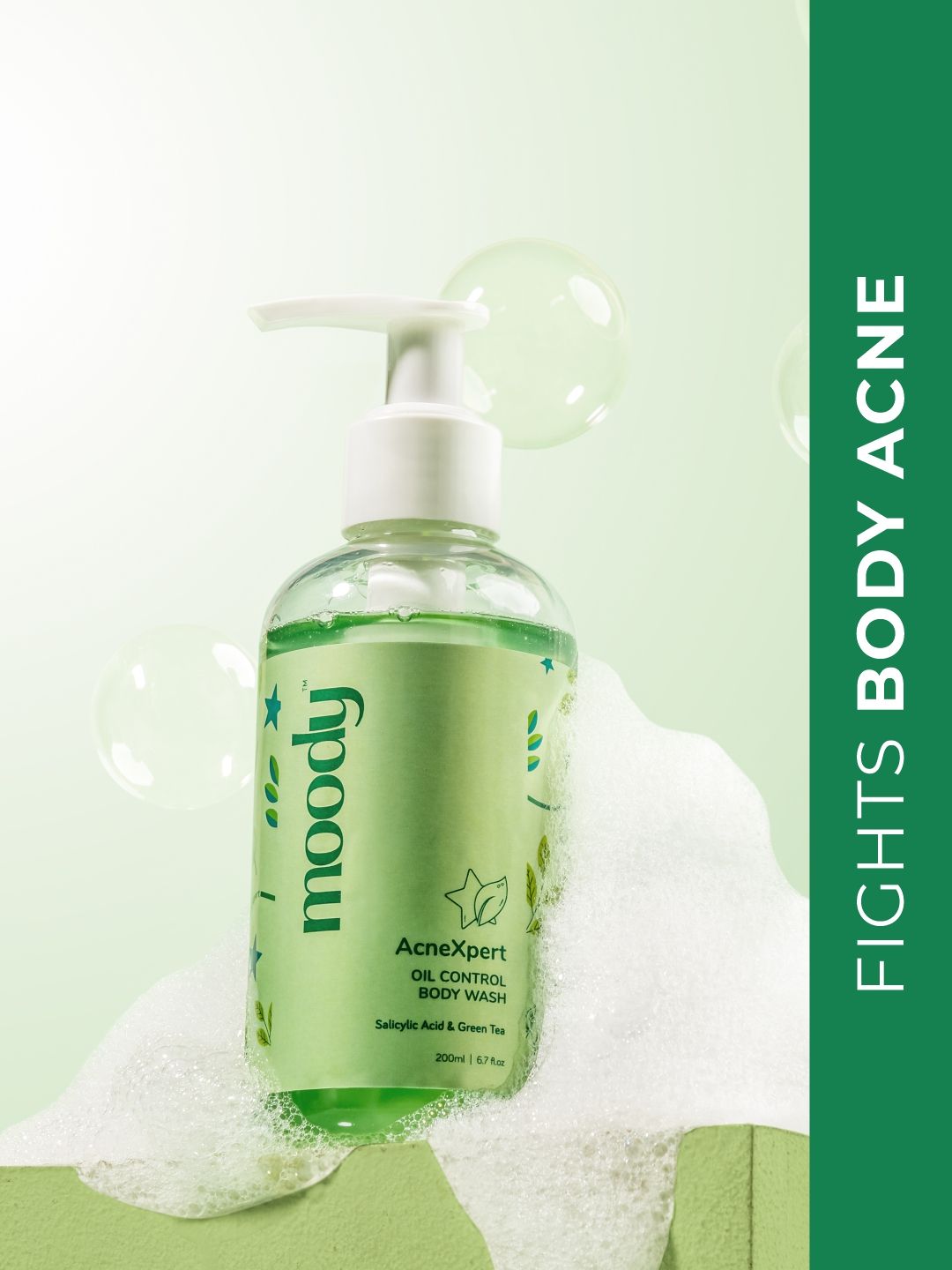 MOODY AcneXpert Oil Control Body Wash with Salicylic Acid & Green Tea - 200 ml