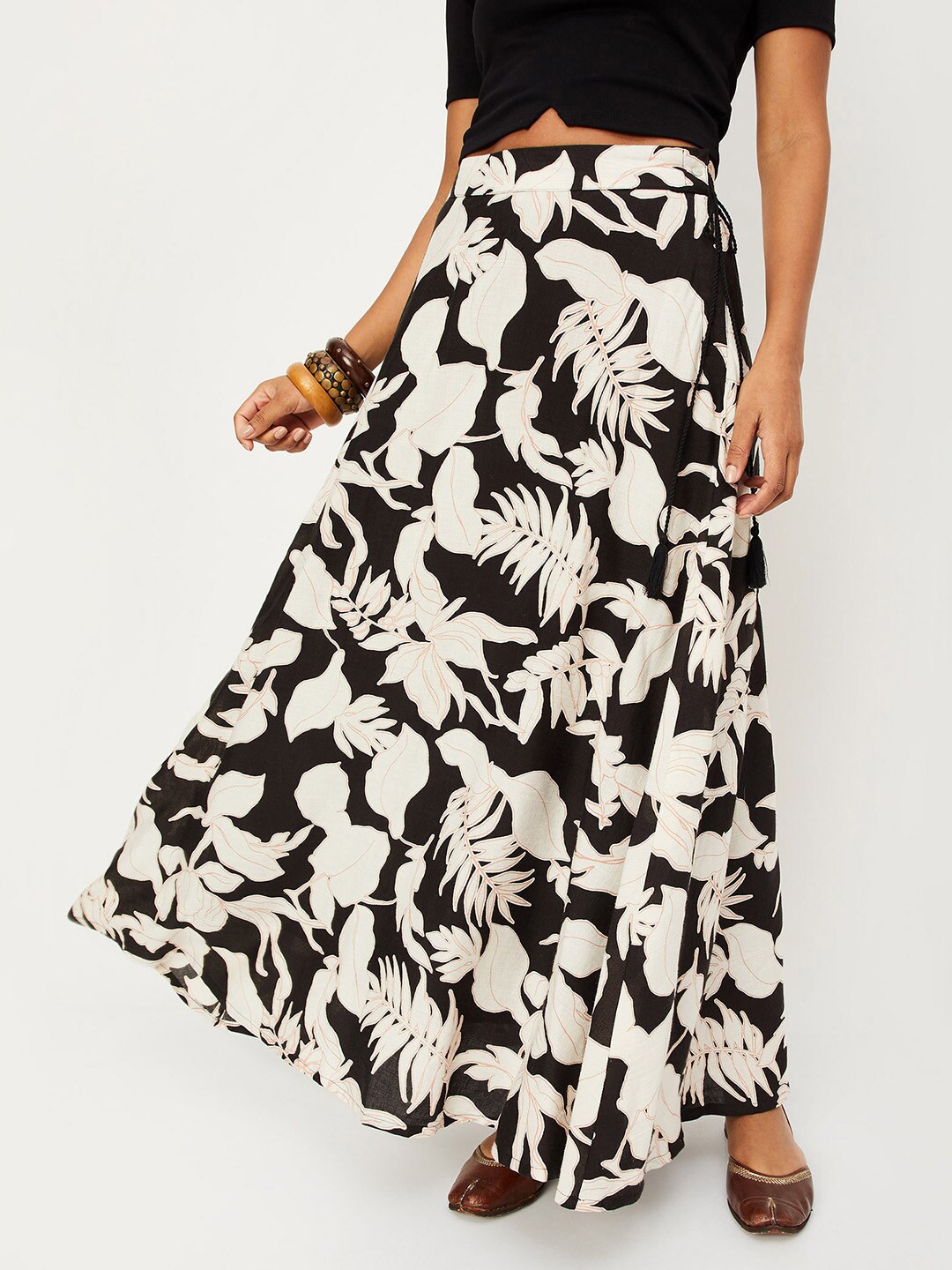 max floral Printed Flared Maxi Skirts Price in India