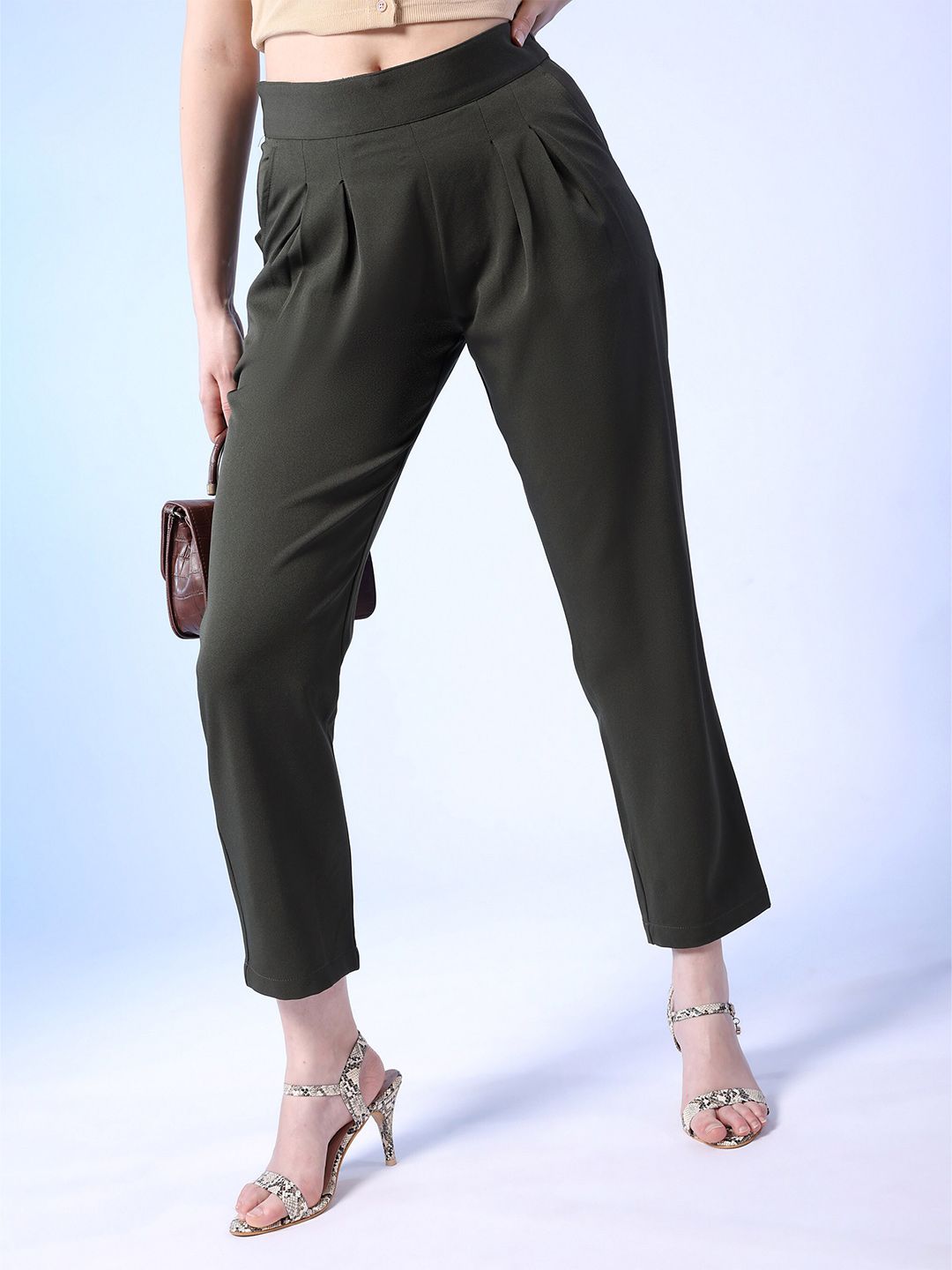 Freehand by The Indian Garage Co Women Green Trousers Price in India